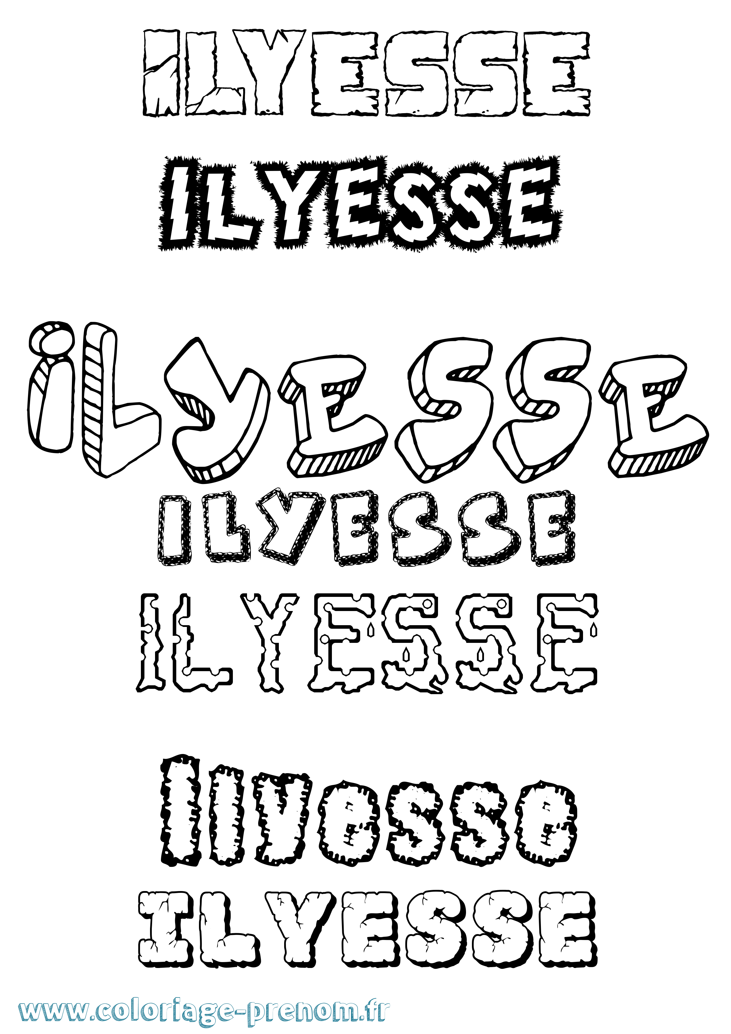 Coloriage Ilyesse Destructuré Coloriage prénom Ilyesse Destructuré