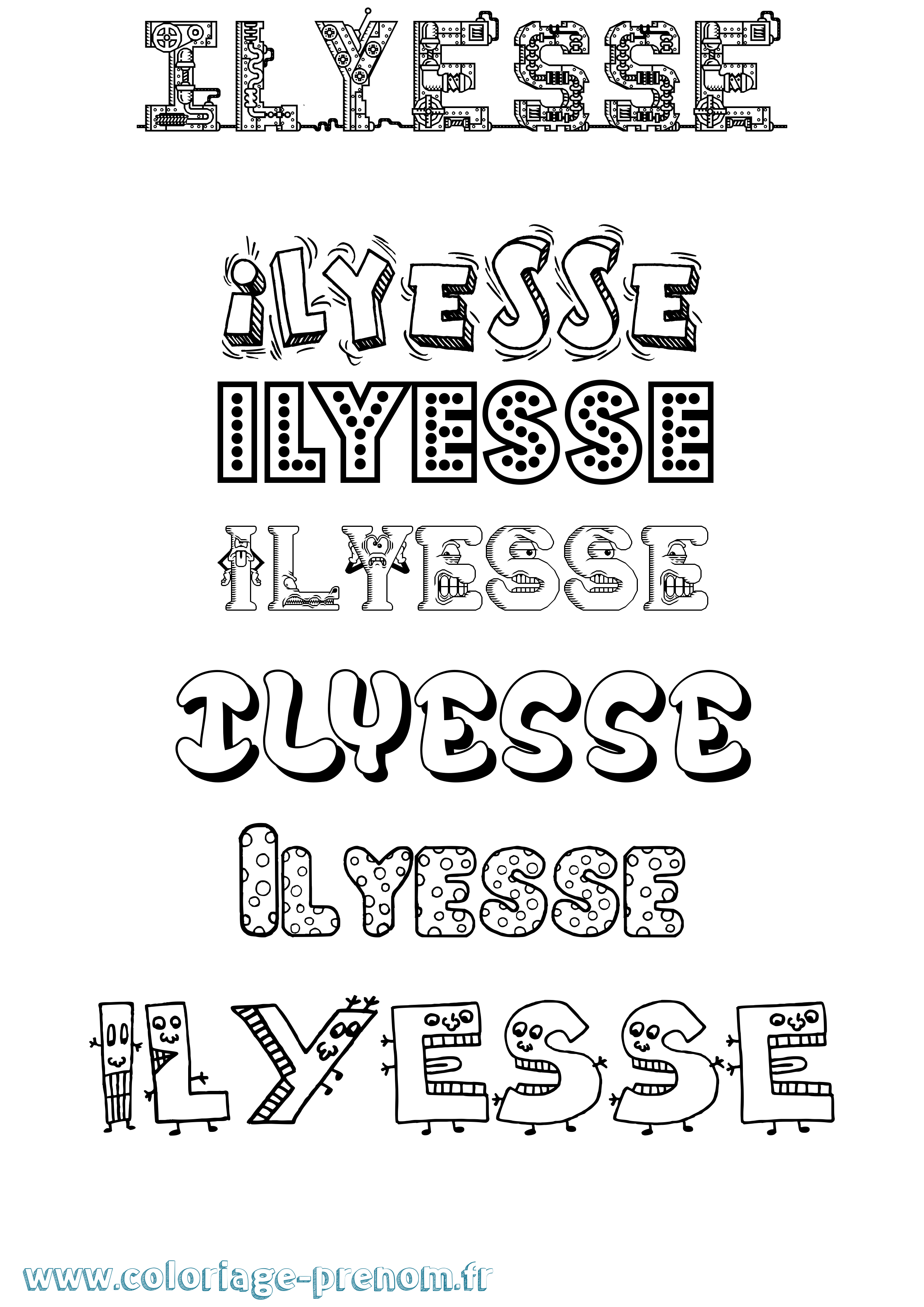 Coloriage Ilyesse Fun Coloriage prénom Ilyesse Fun