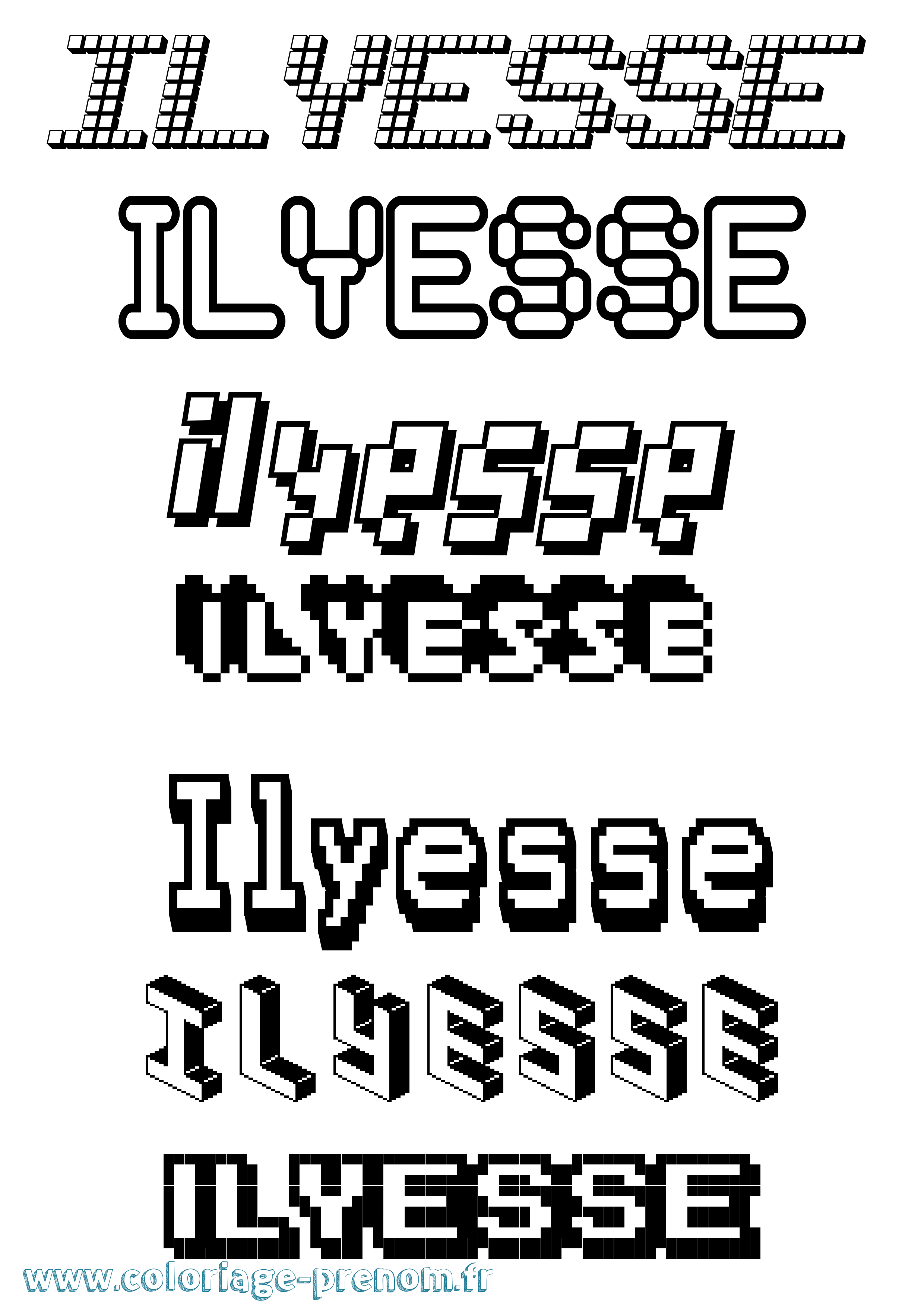 Coloriage Ilyesse Pixel Coloriage prénom Ilyesse Pixel