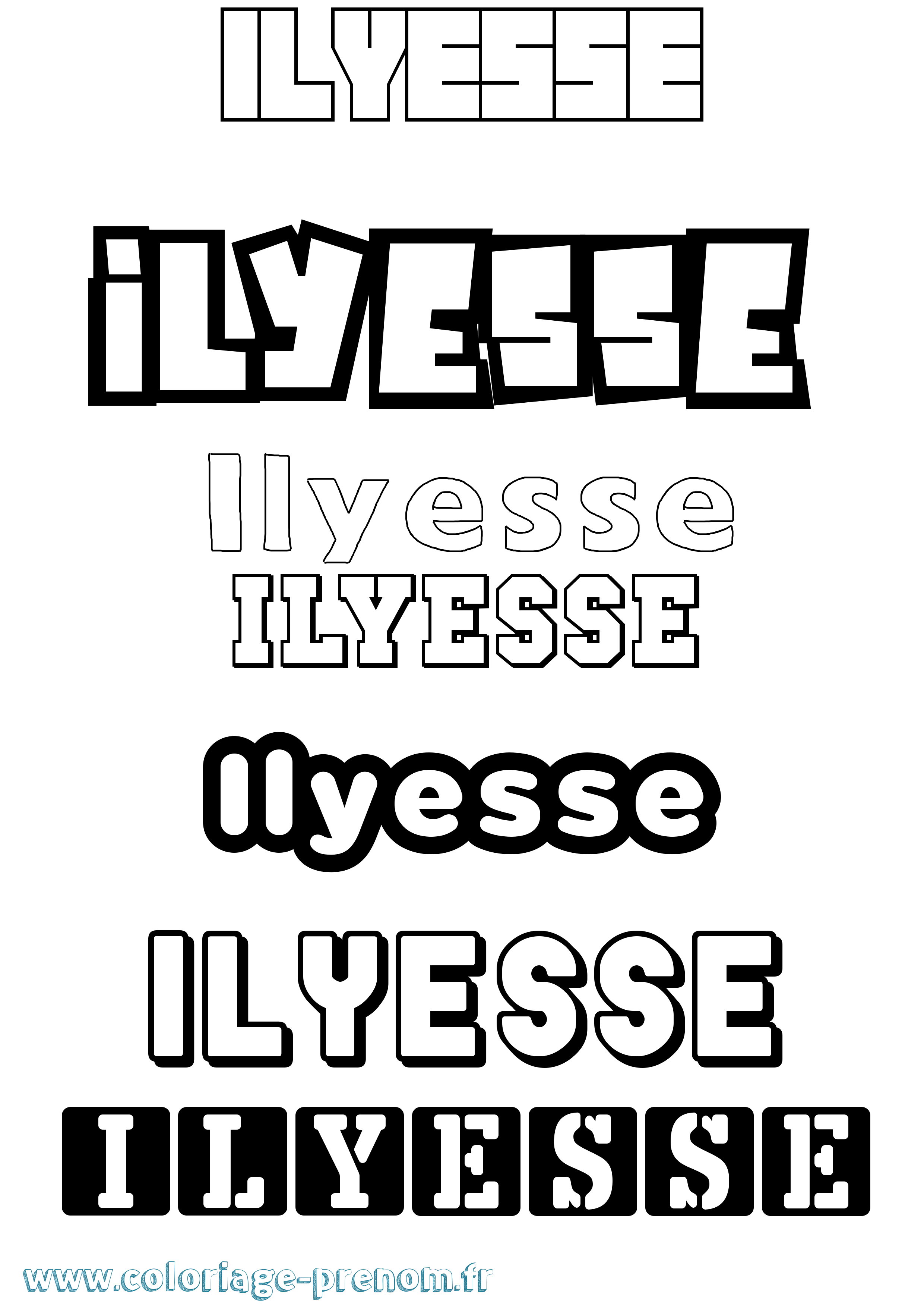 Coloriage Ilyesse Simple Coloriage prénom Ilyesse Simple