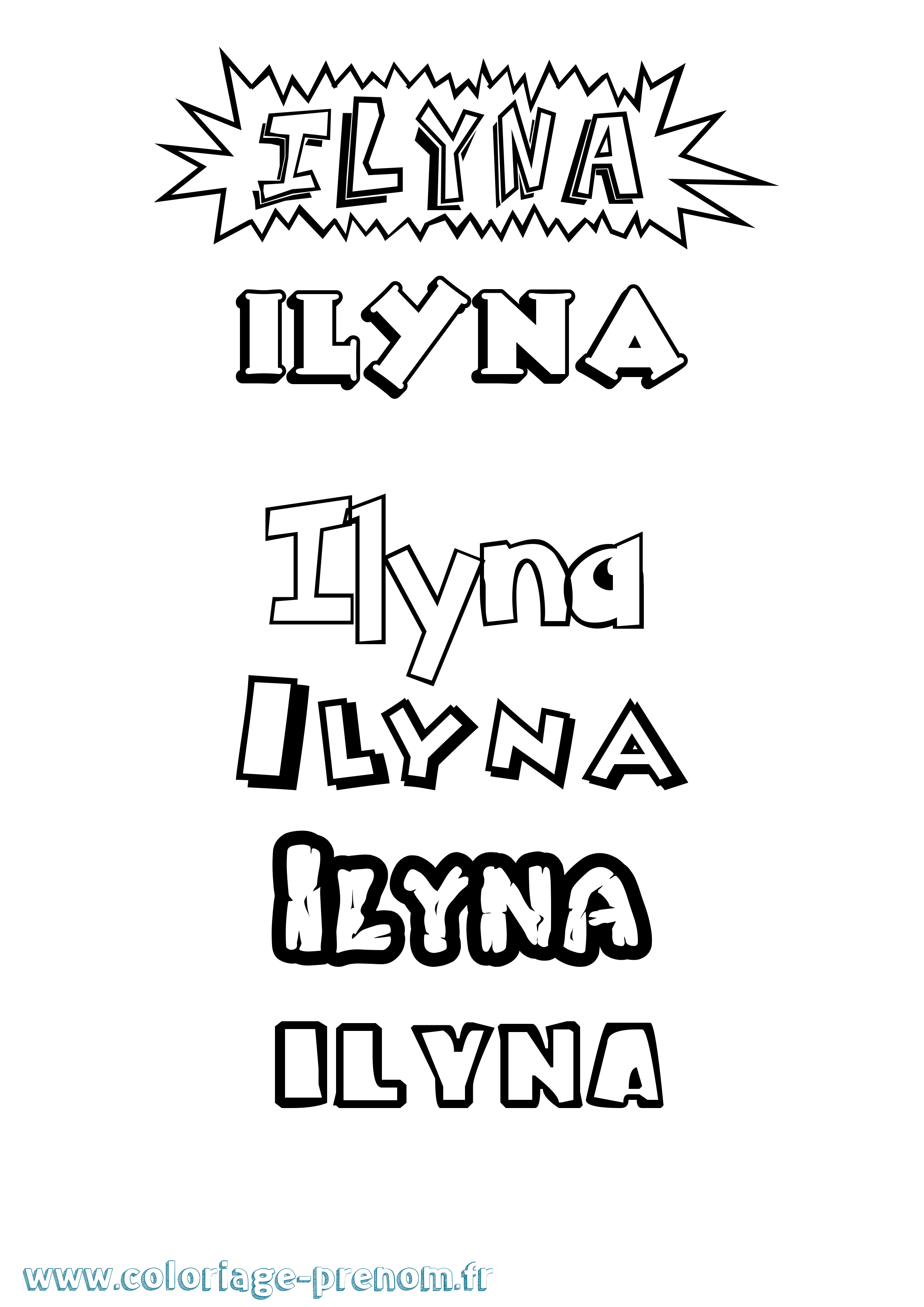 Coloriage Ilyna Dessin Animé Coloriage prénom Ilyna Dessin Animé