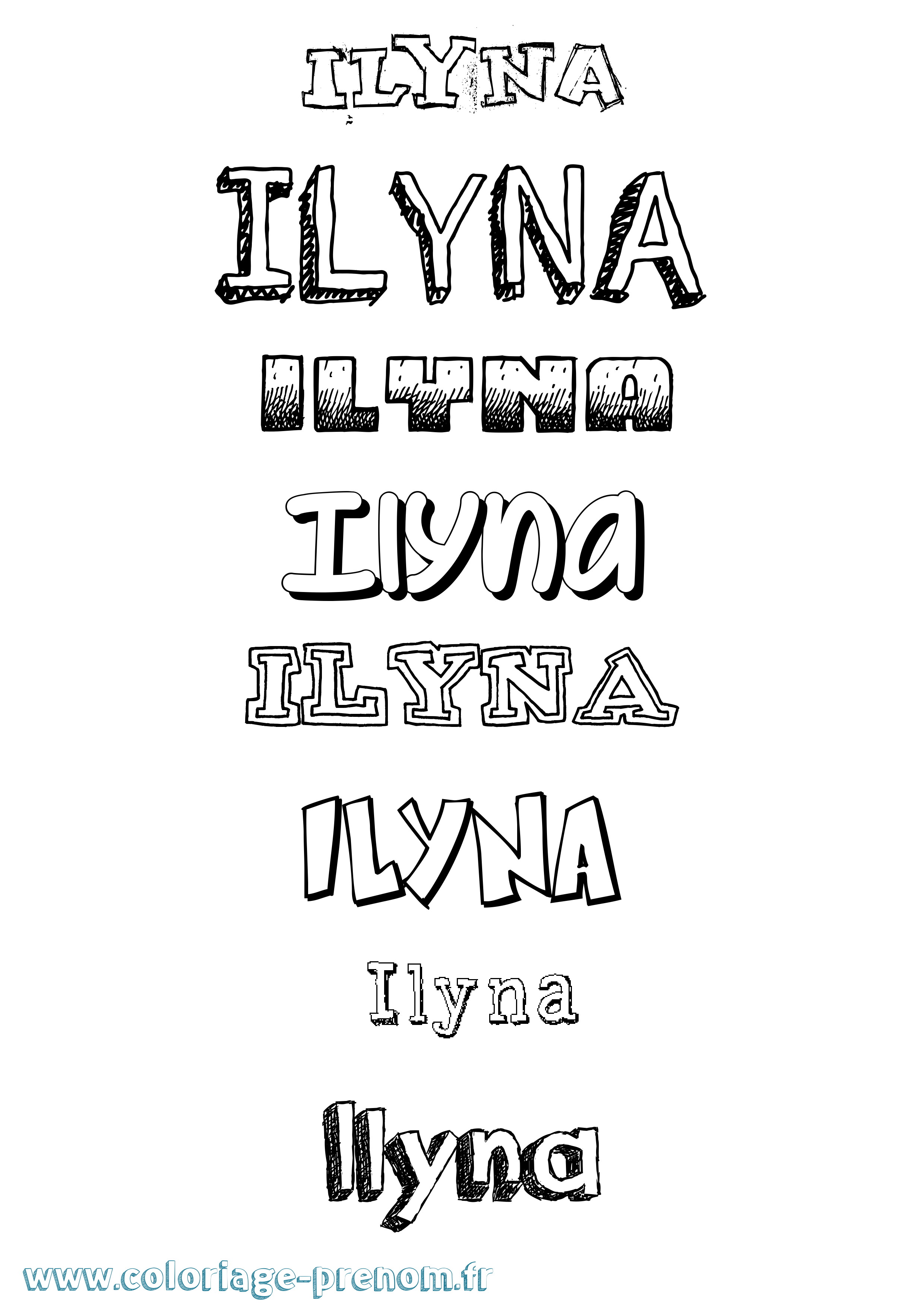 Coloriage Ilyna Dessiné Coloriage prénom Ilyna Dessiné