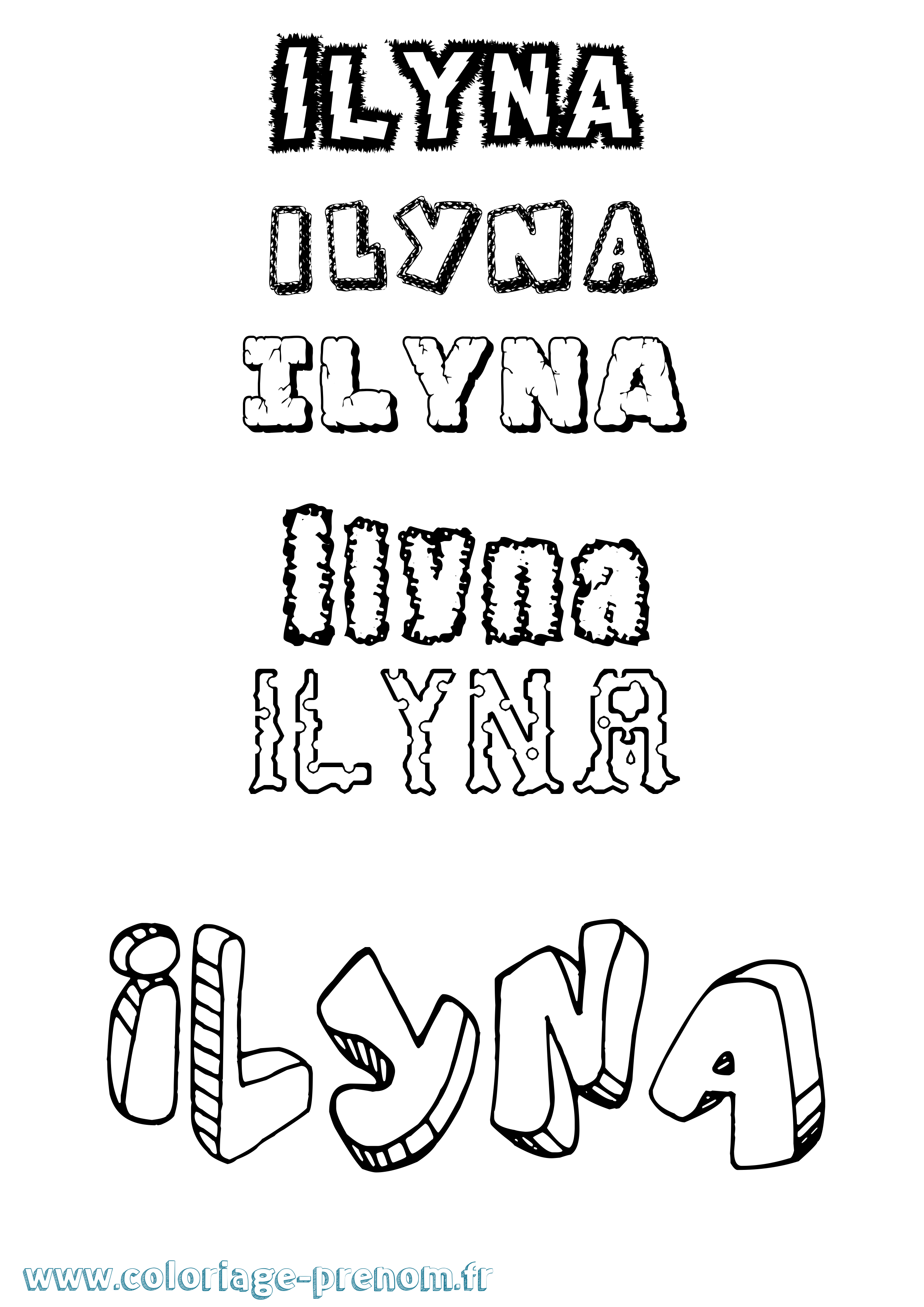 Coloriage Ilyna Destructuré Coloriage prénom Ilyna Destructuré