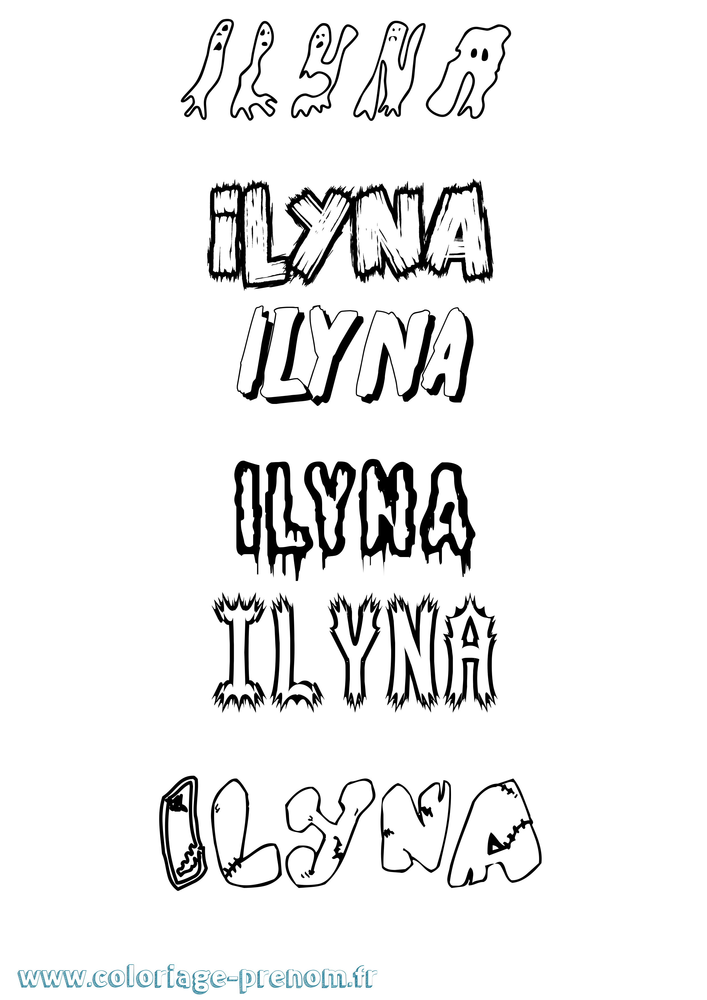 Coloriage Ilyna Frisson Coloriage prénom Ilyna Frisson
