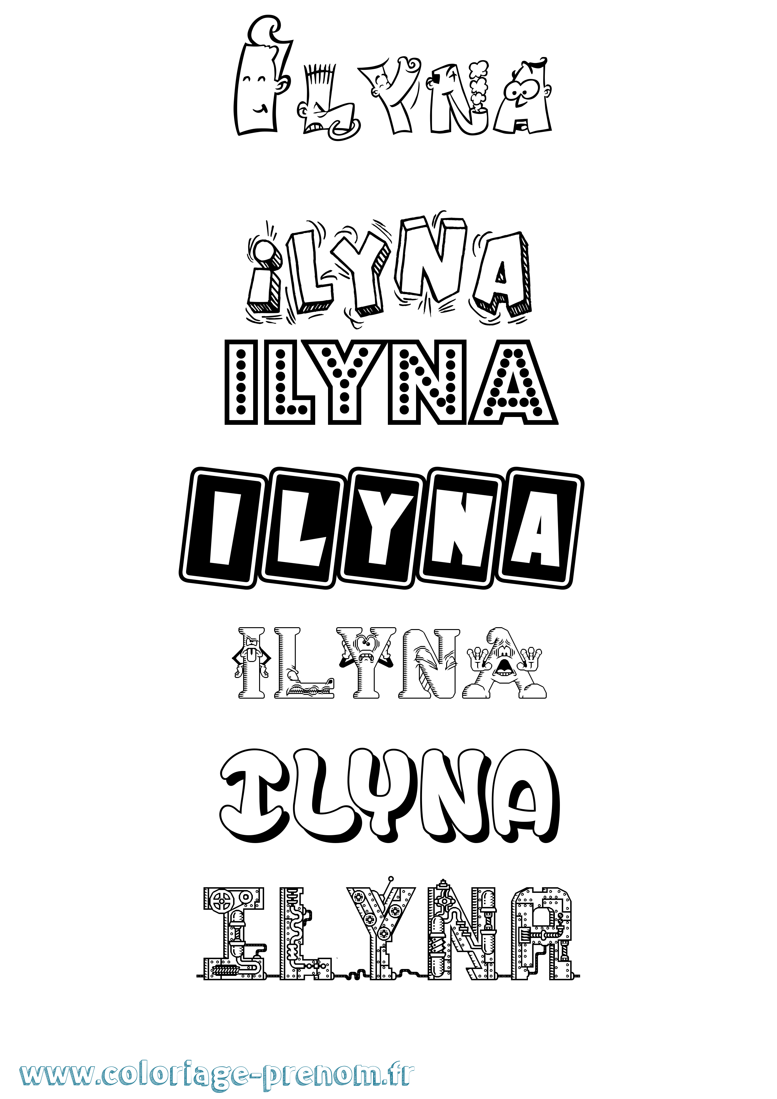 Coloriage Ilyna Fun Coloriage prénom Ilyna Fun