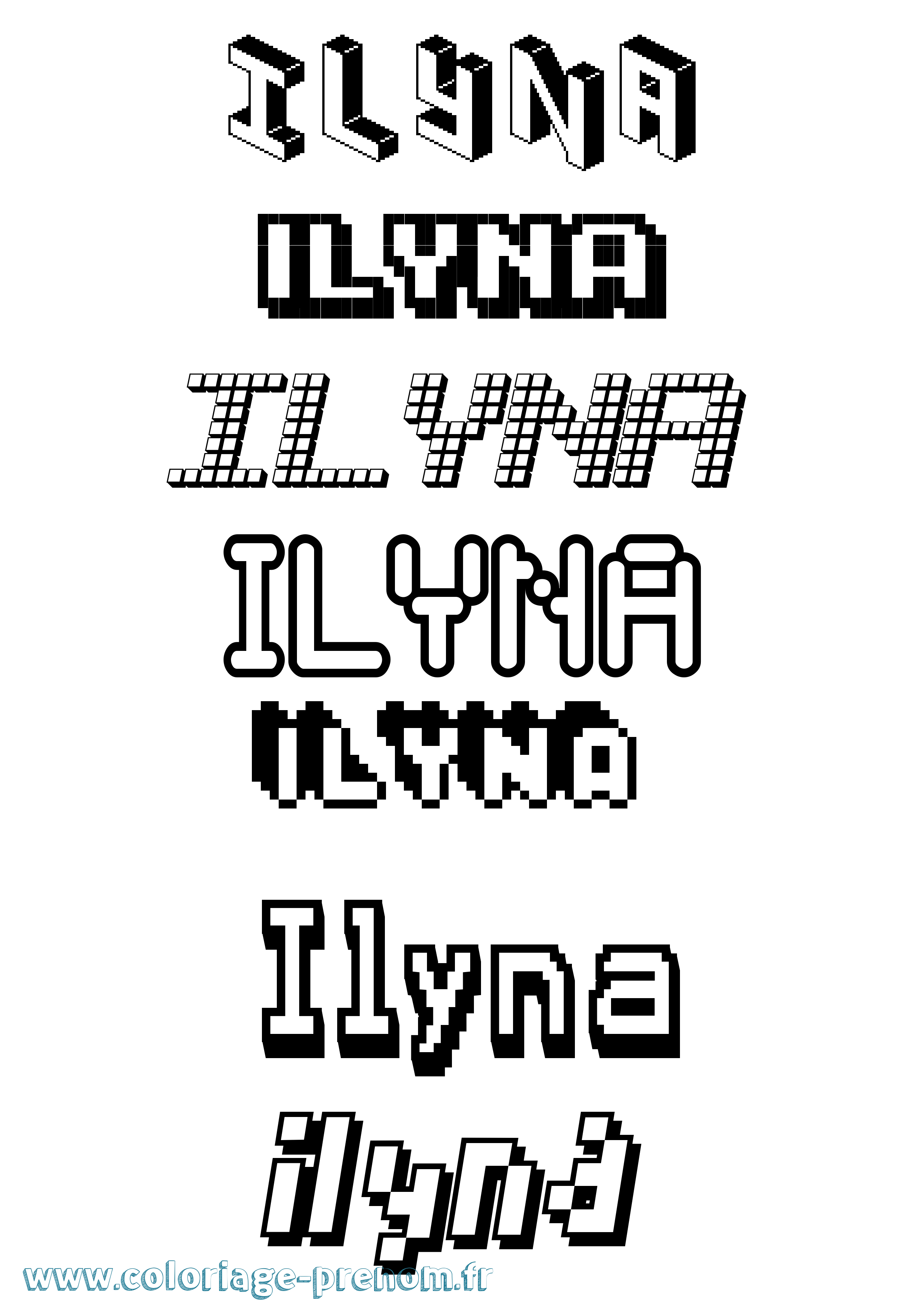 Coloriage Ilyna Pixel Coloriage prénom Ilyna Pixel