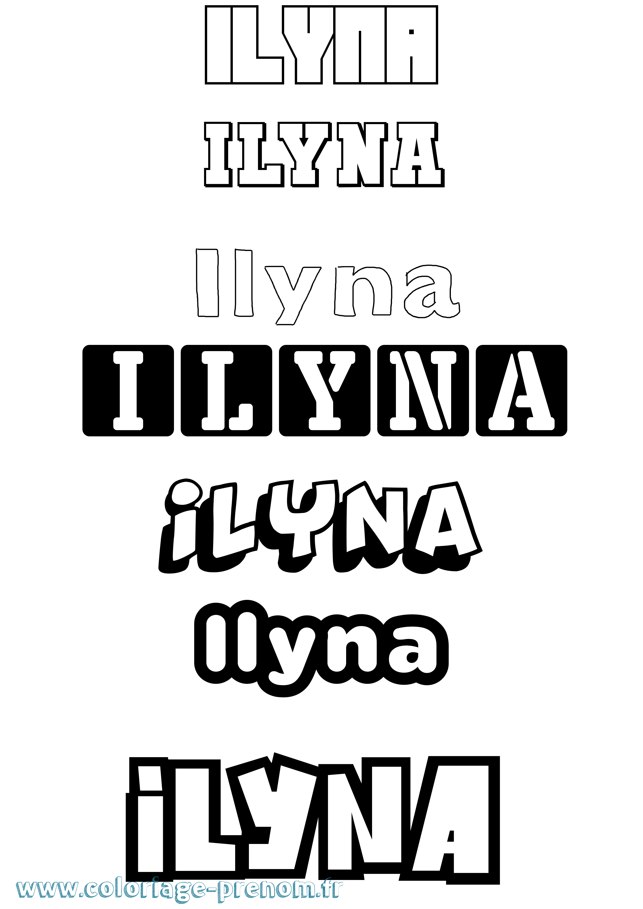 Coloriage Ilyna Simple Coloriage prénom Ilyna Simple
