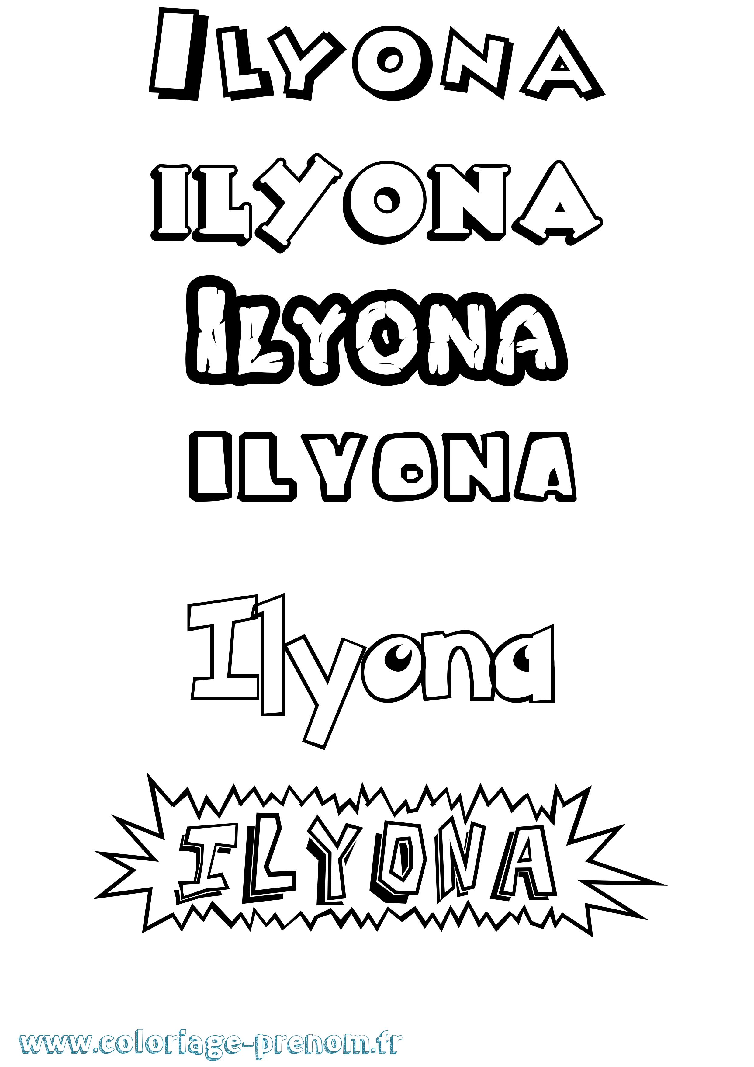 Coloriage Ilyona Dessin Animé Coloriage prénom Ilyona Dessin Animé