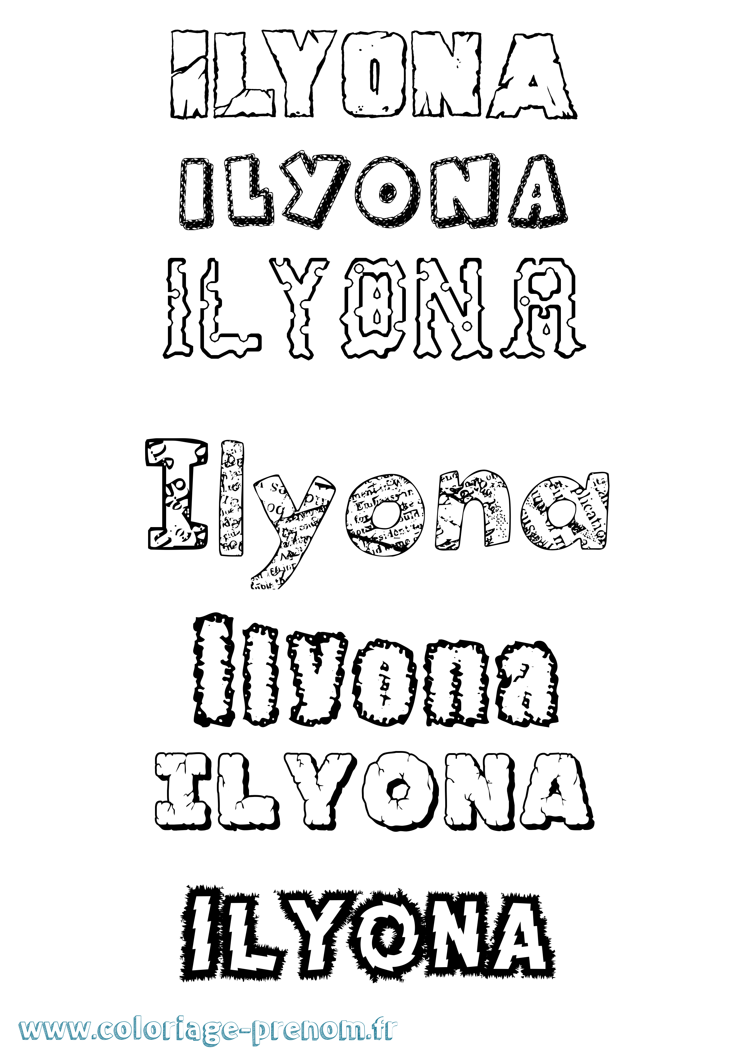 Coloriage Ilyona Destructuré Coloriage prénom Ilyona Destructuré