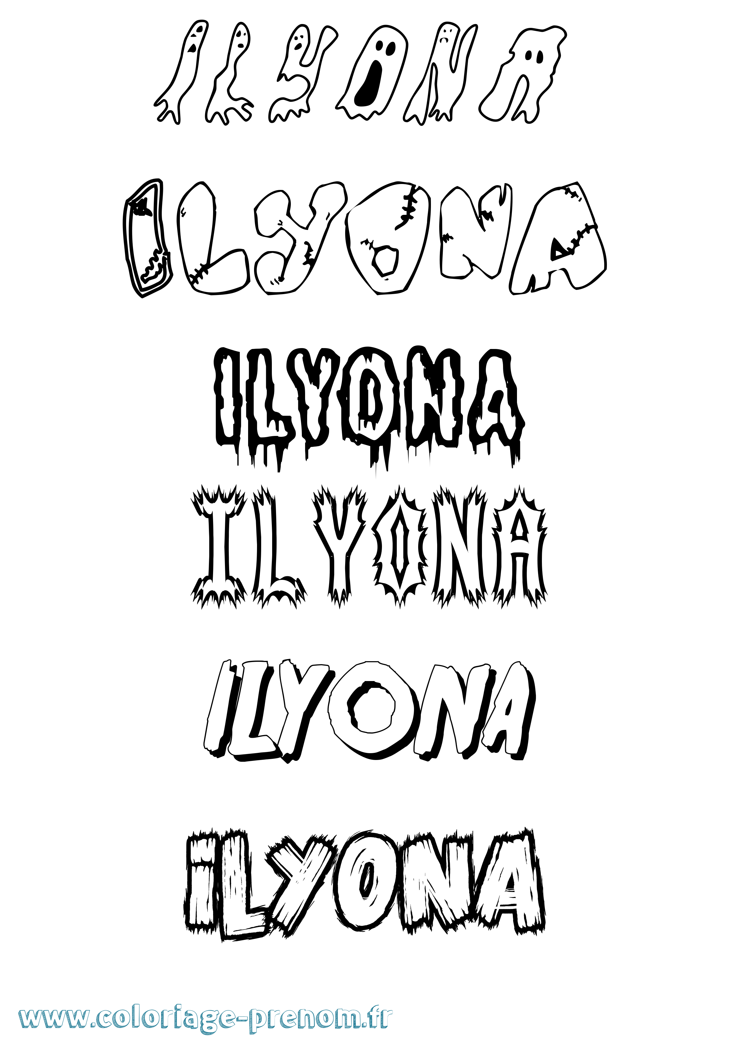 Coloriage Ilyona Frisson Coloriage prénom Ilyona Frisson