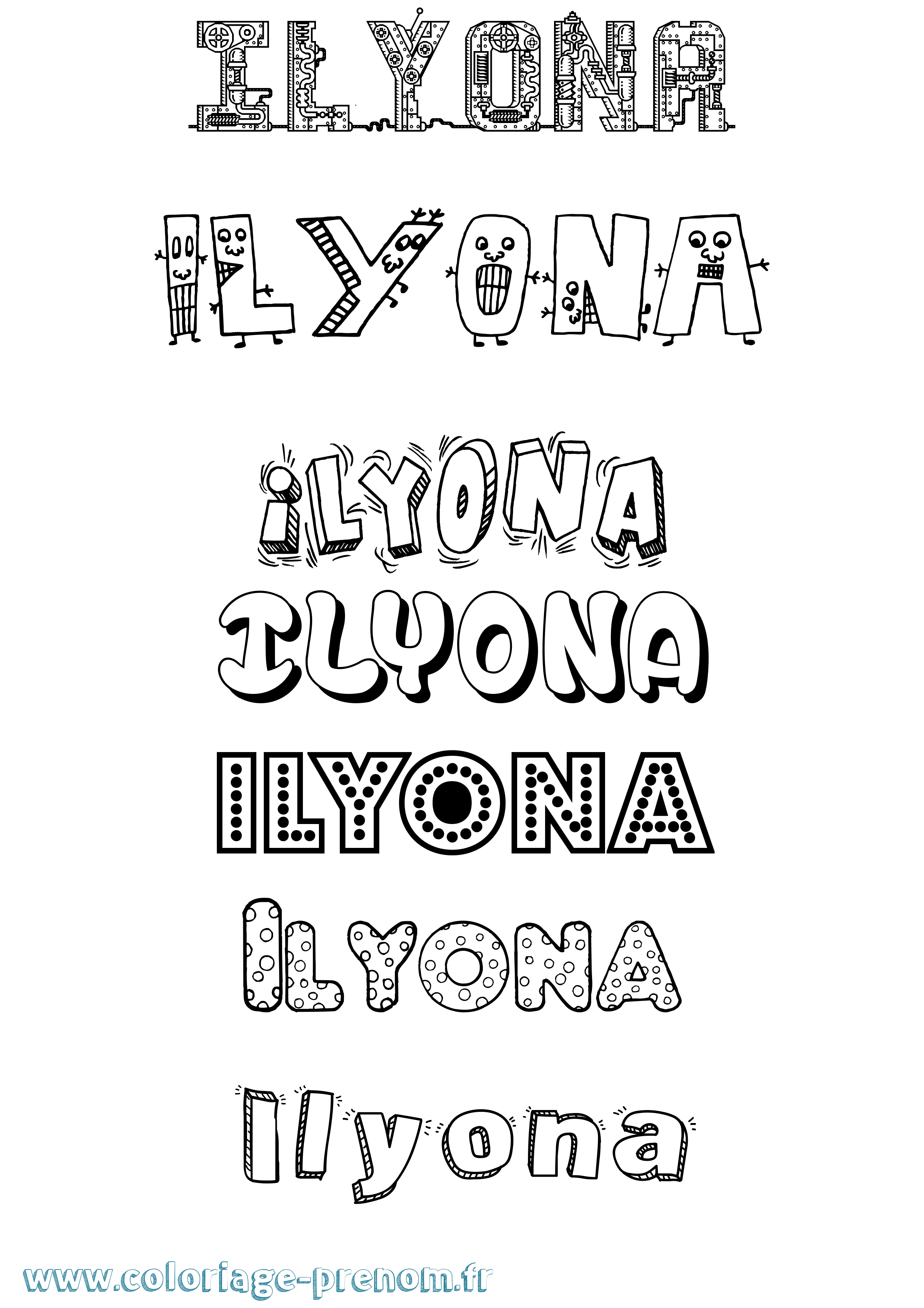 Coloriage Ilyona Fun Coloriage prénom Ilyona Fun