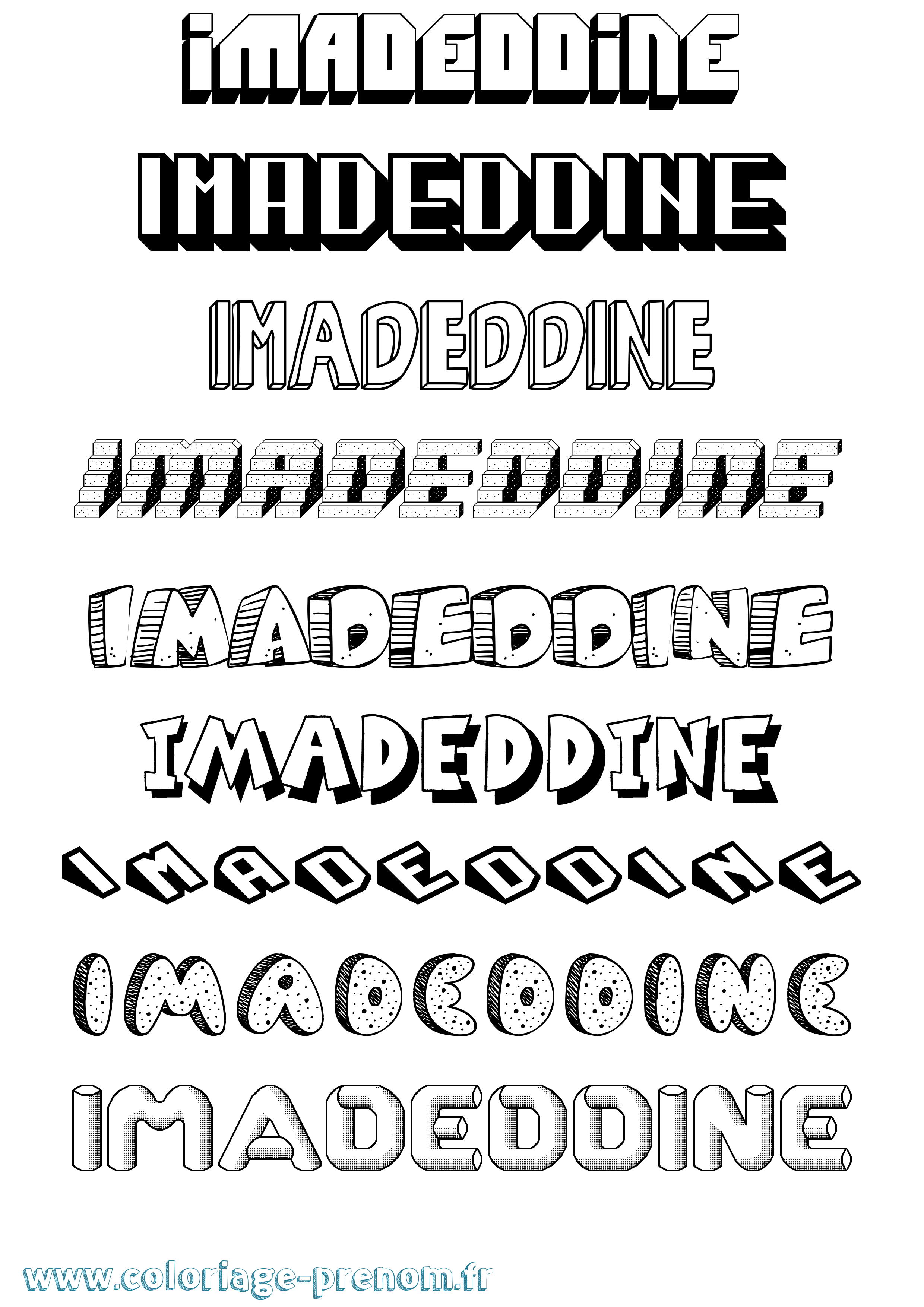 Coloriage Imadeddine Effet 3D Coloriage prénom Imadeddine Effet 3D