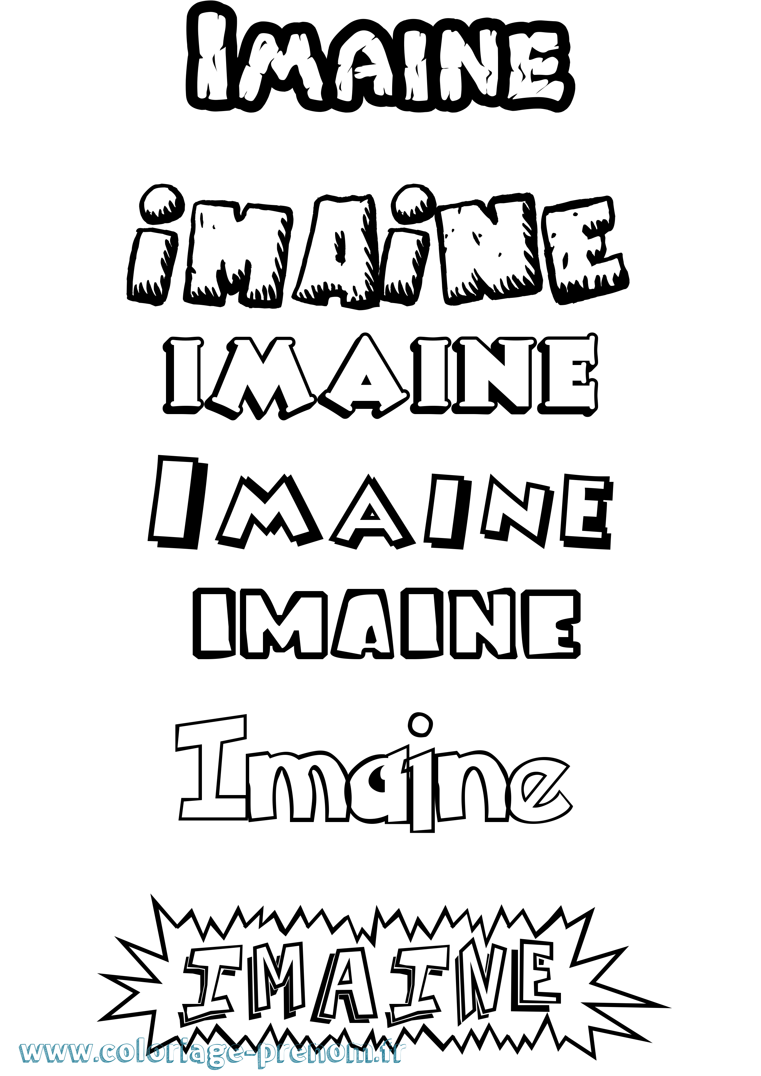 Coloriage Imaine Dessin Animé Coloriage prénom Imaine Dessin Animé