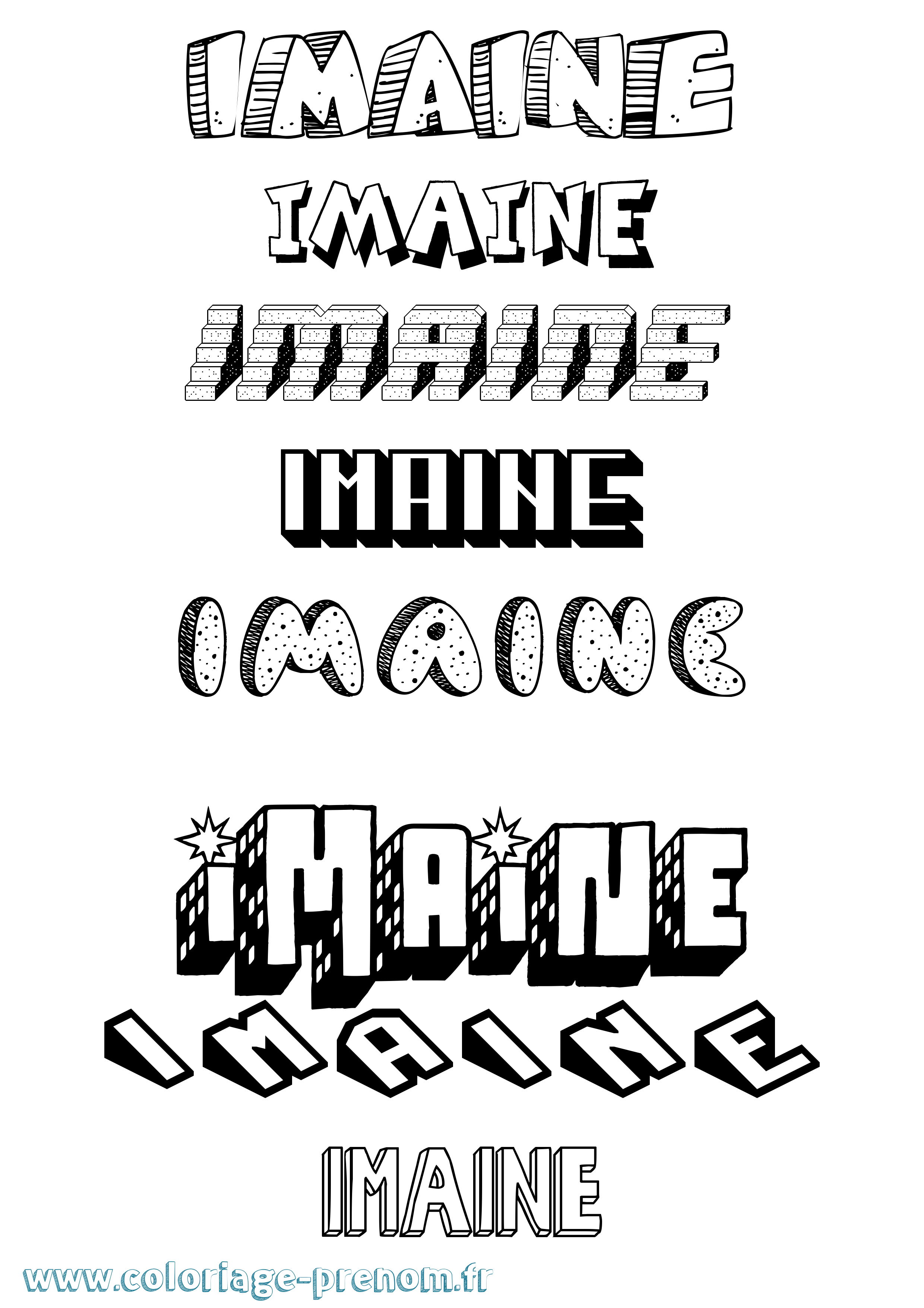 Coloriage Imaine Effet 3D Coloriage prénom Imaine Effet 3D