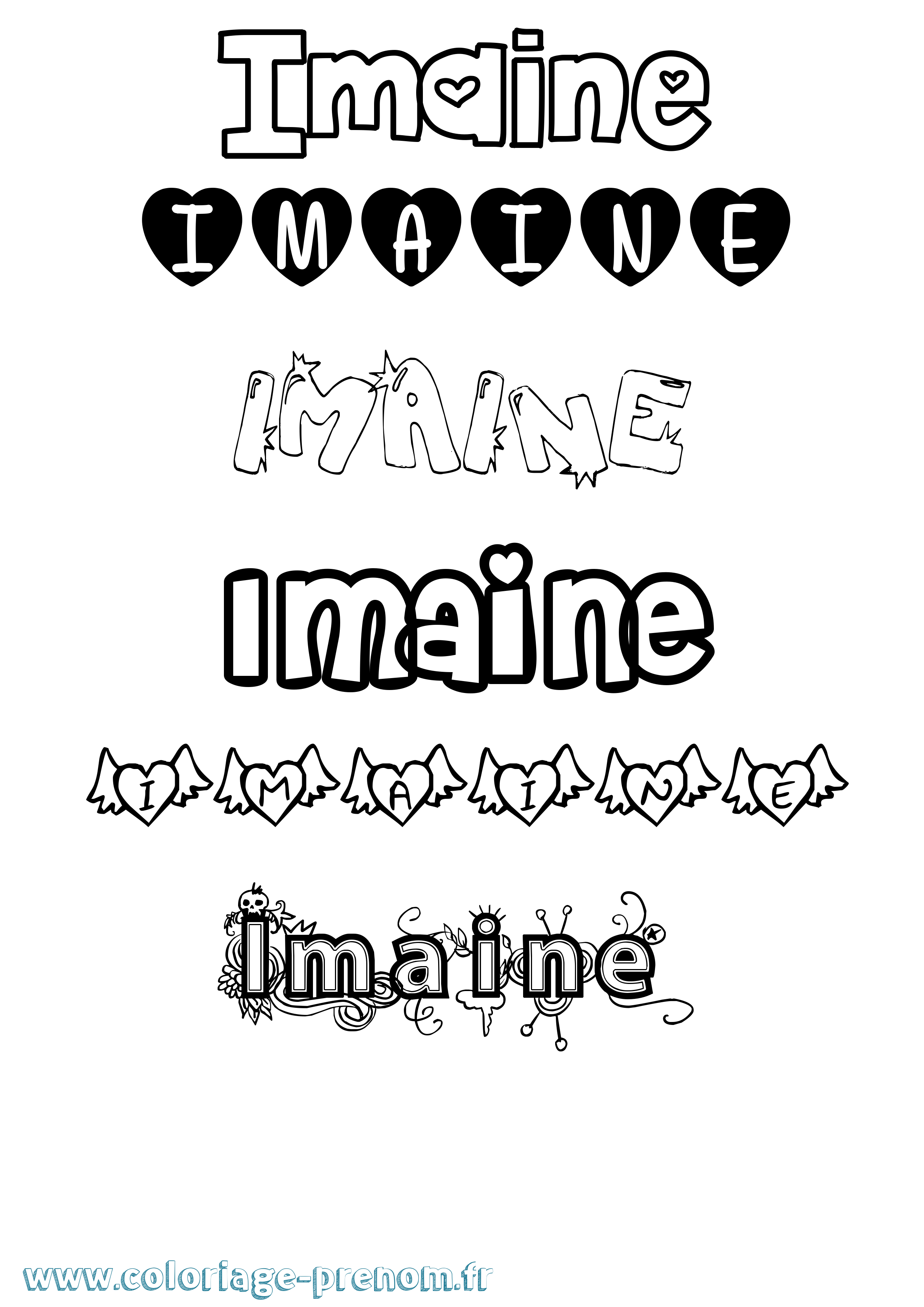 Coloriage Imaine Girly Coloriage prénom Imaine Girly