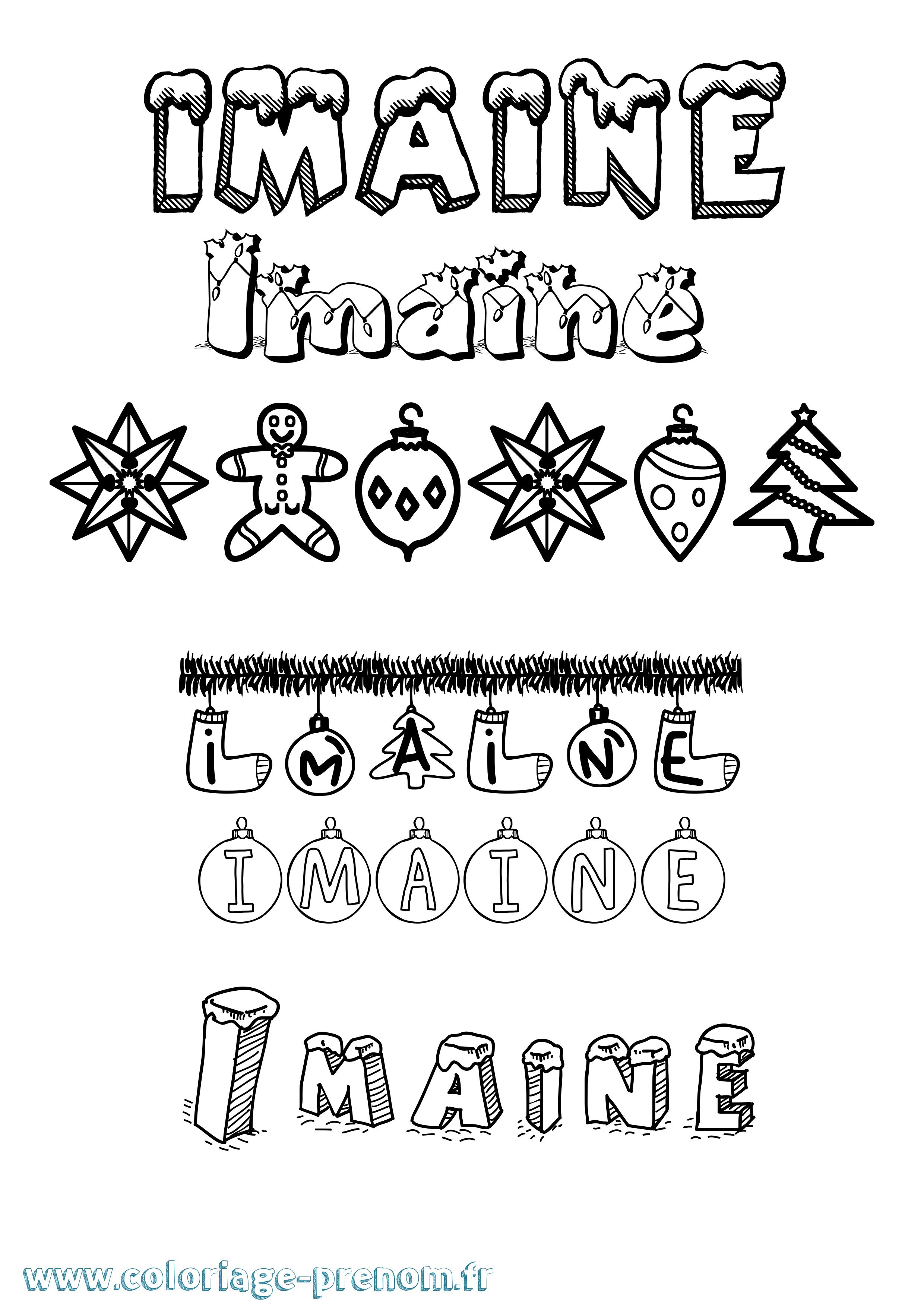 Coloriage Imaine Noël Coloriage prénom Imaine Noël