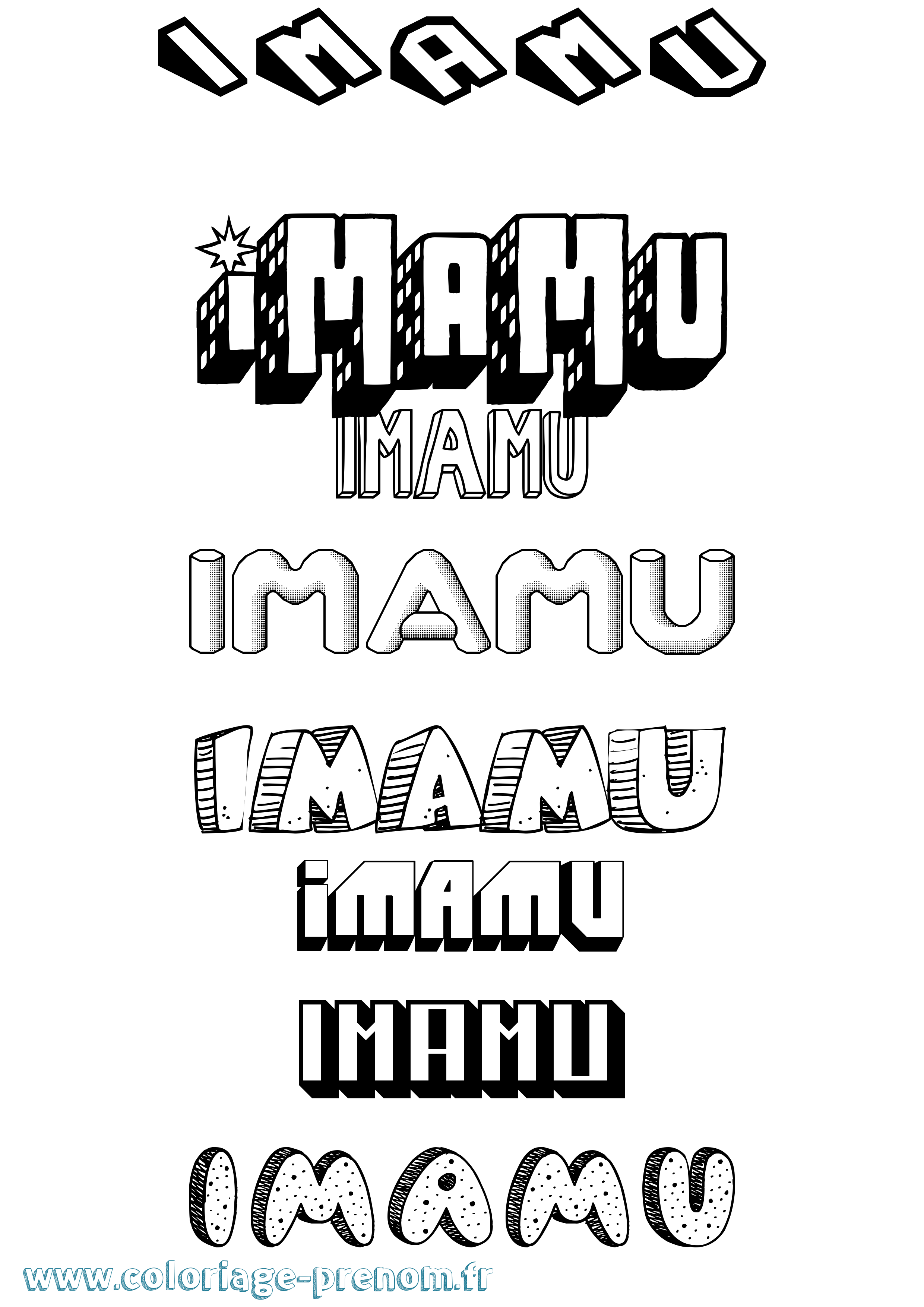 Coloriage Imamu Effet 3D Coloriage prénom Imamu Effet 3D
