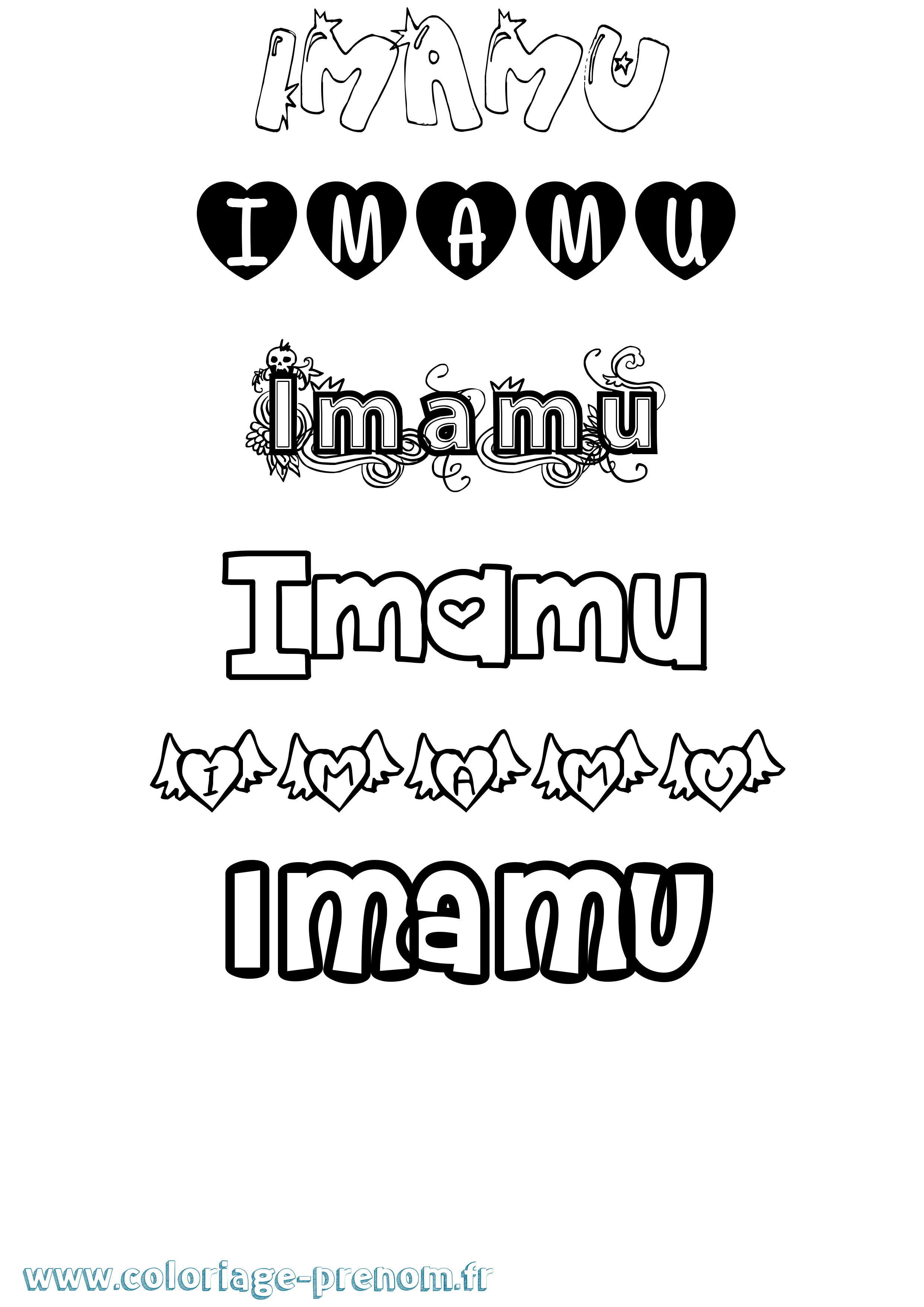 Coloriage Imamu Girly Coloriage prénom Imamu Girly