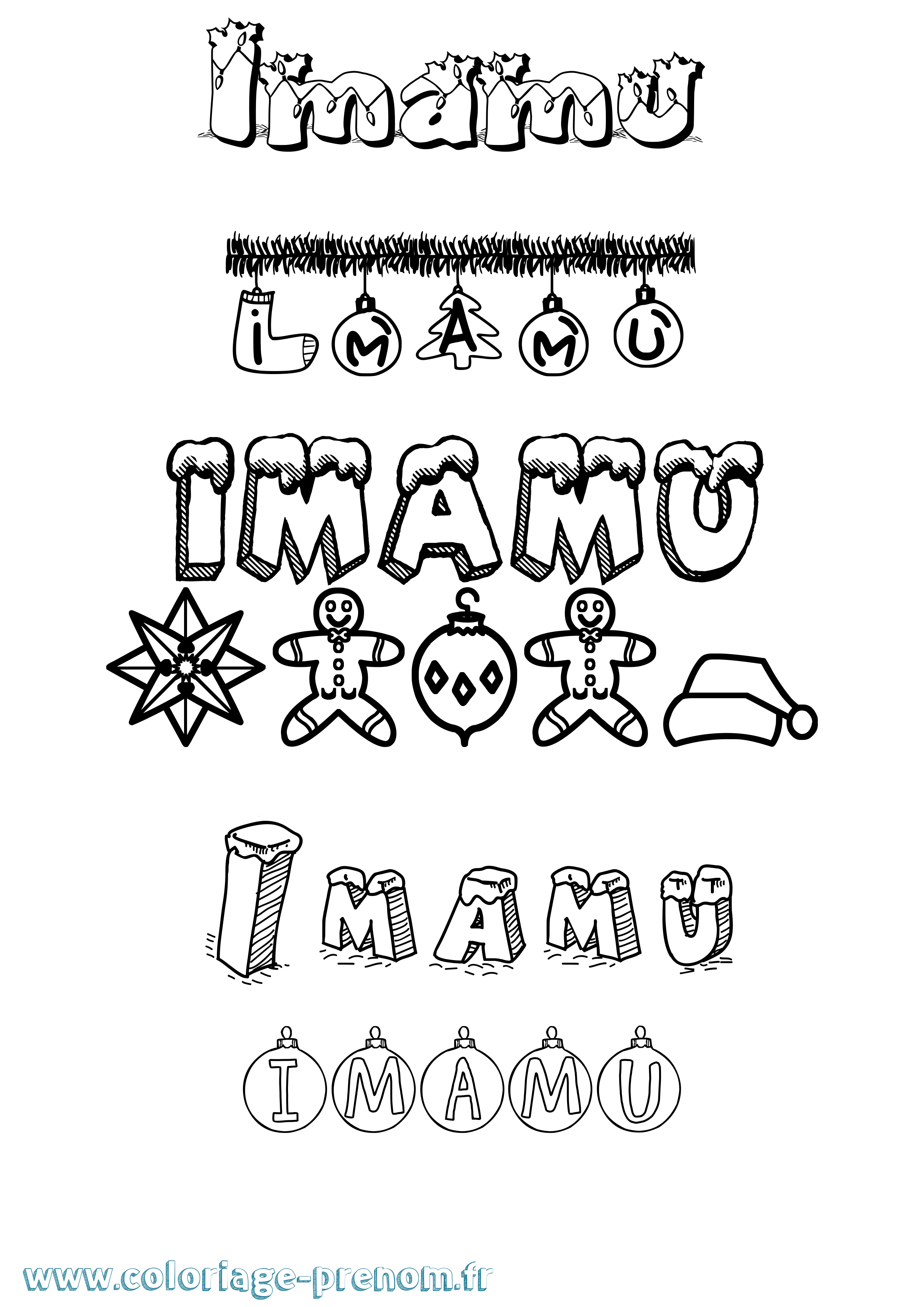 Coloriage Imamu Noël Coloriage prénom Imamu Noël
