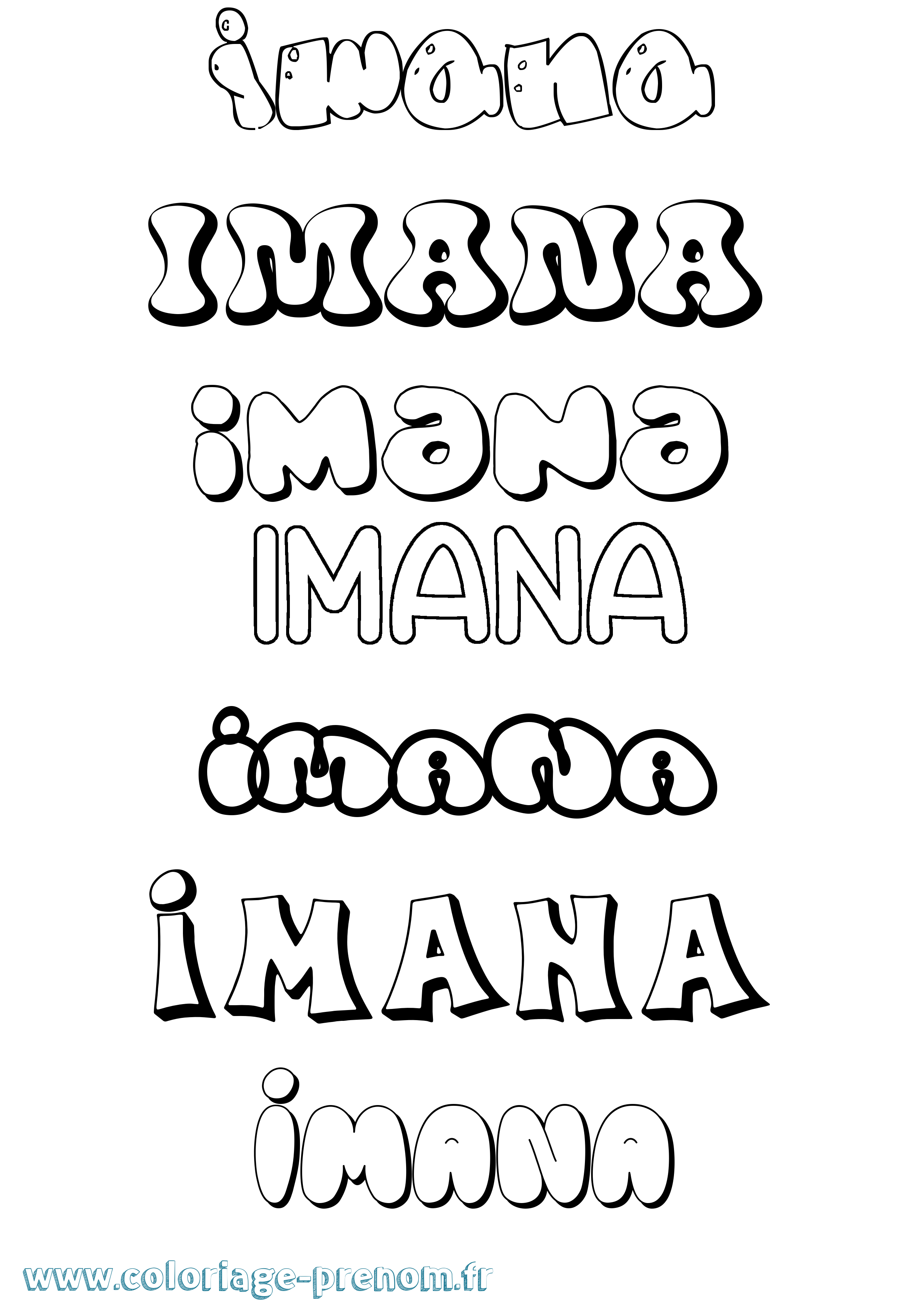 Coloriage Imana Bubble Coloriage prénom Imana Bubble