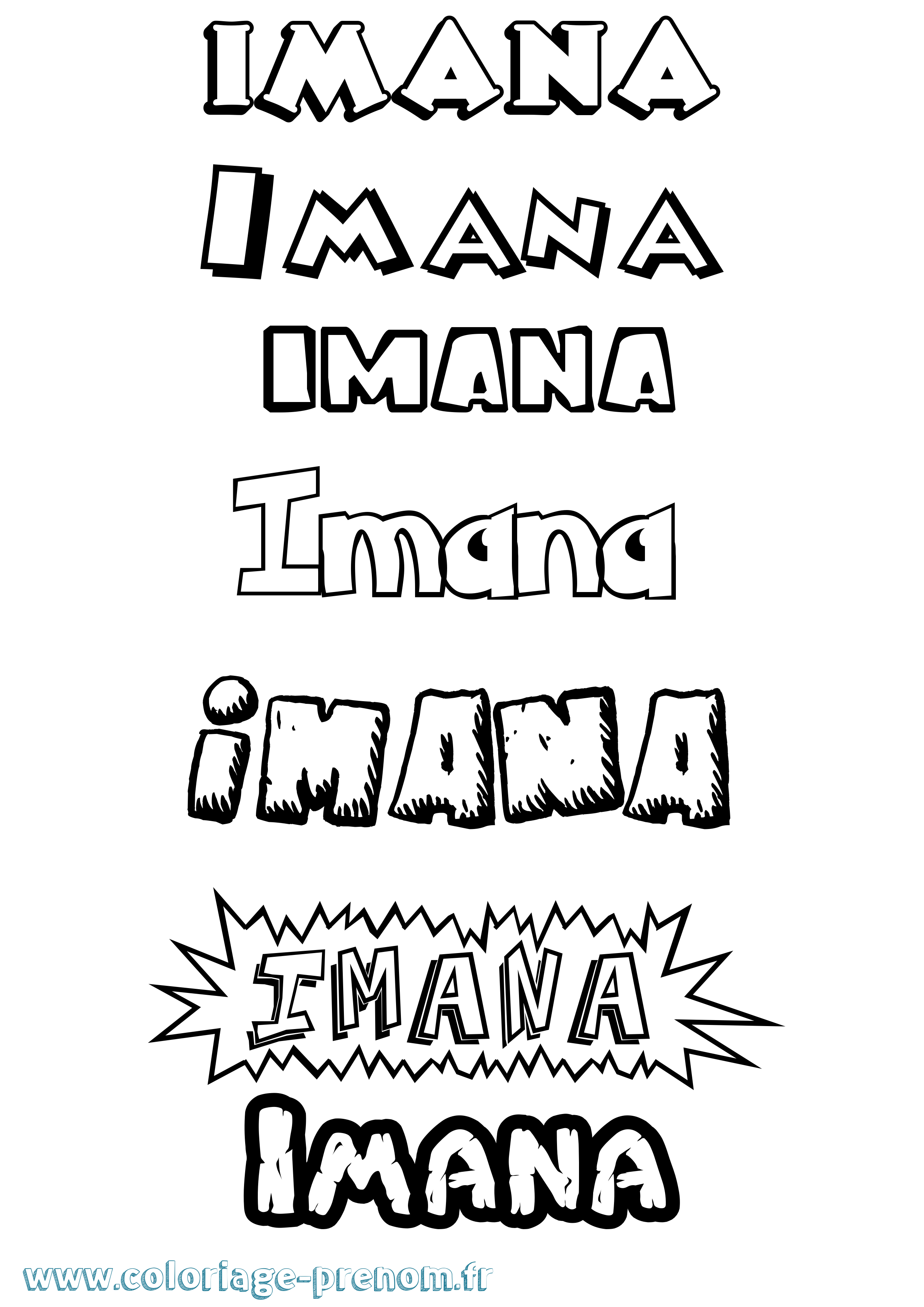 Coloriage Imana Dessin Animé Coloriage prénom Imana Dessin Animé