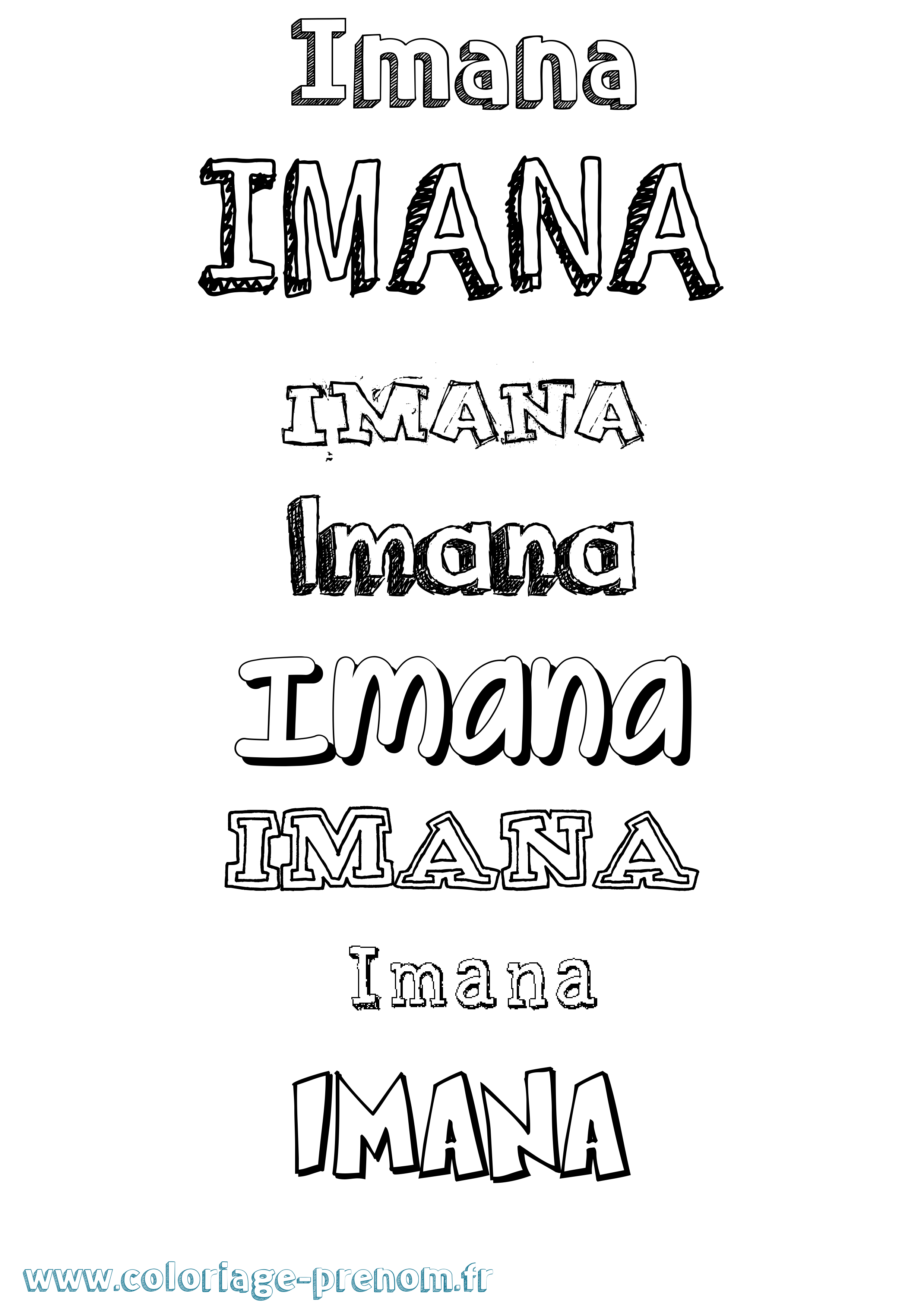 Coloriage Imana Dessiné Coloriage prénom Imana Dessiné