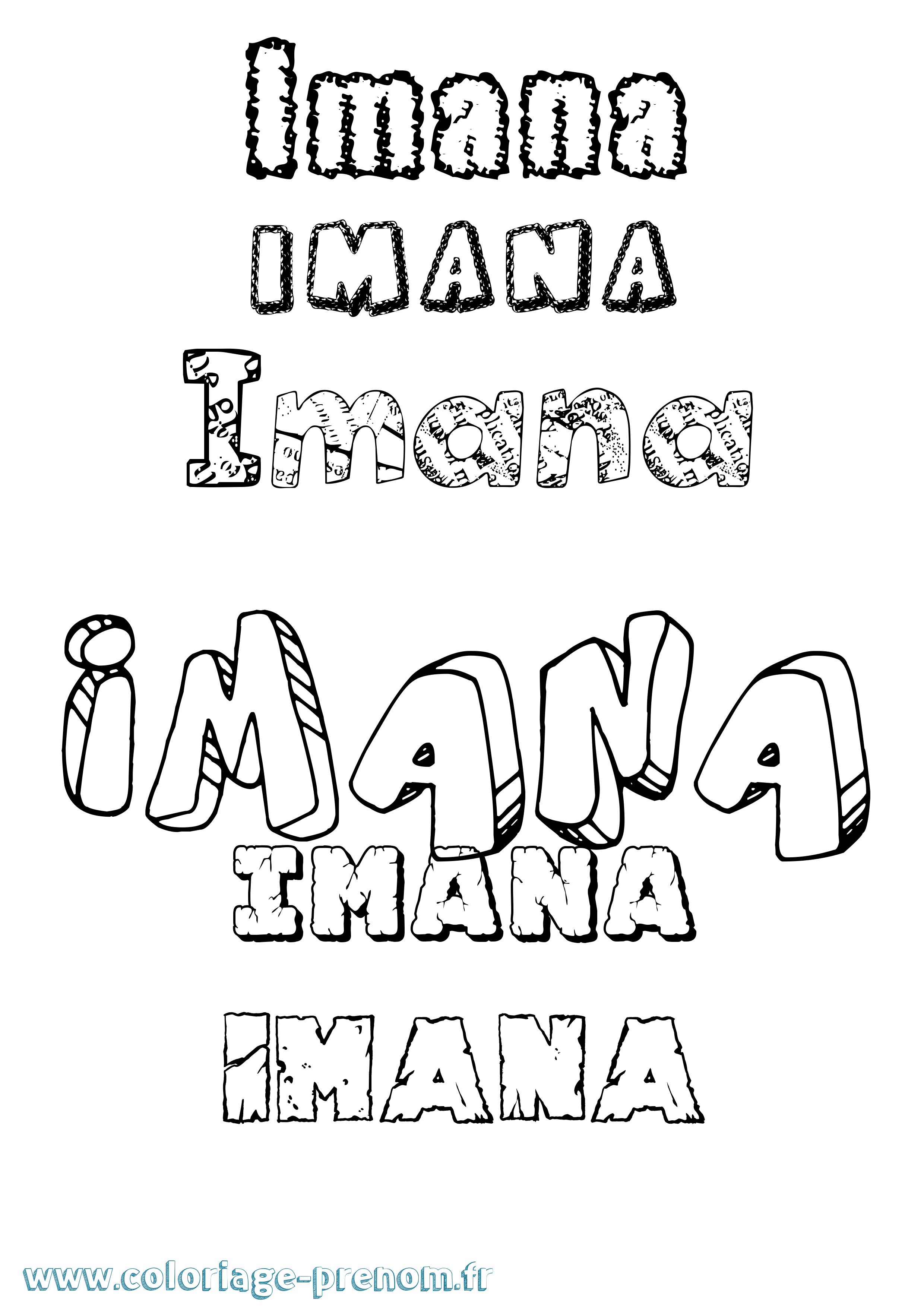 Coloriage Imana Destructuré Coloriage prénom Imana Destructuré