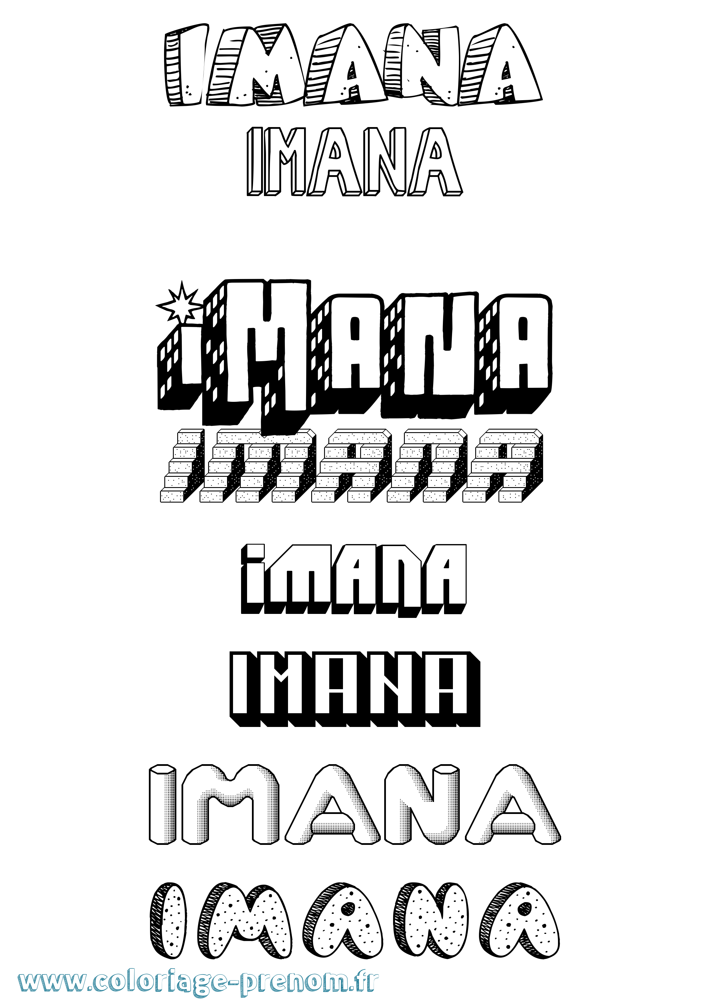 Coloriage Imana Effet 3D Coloriage prénom Imana Effet 3D