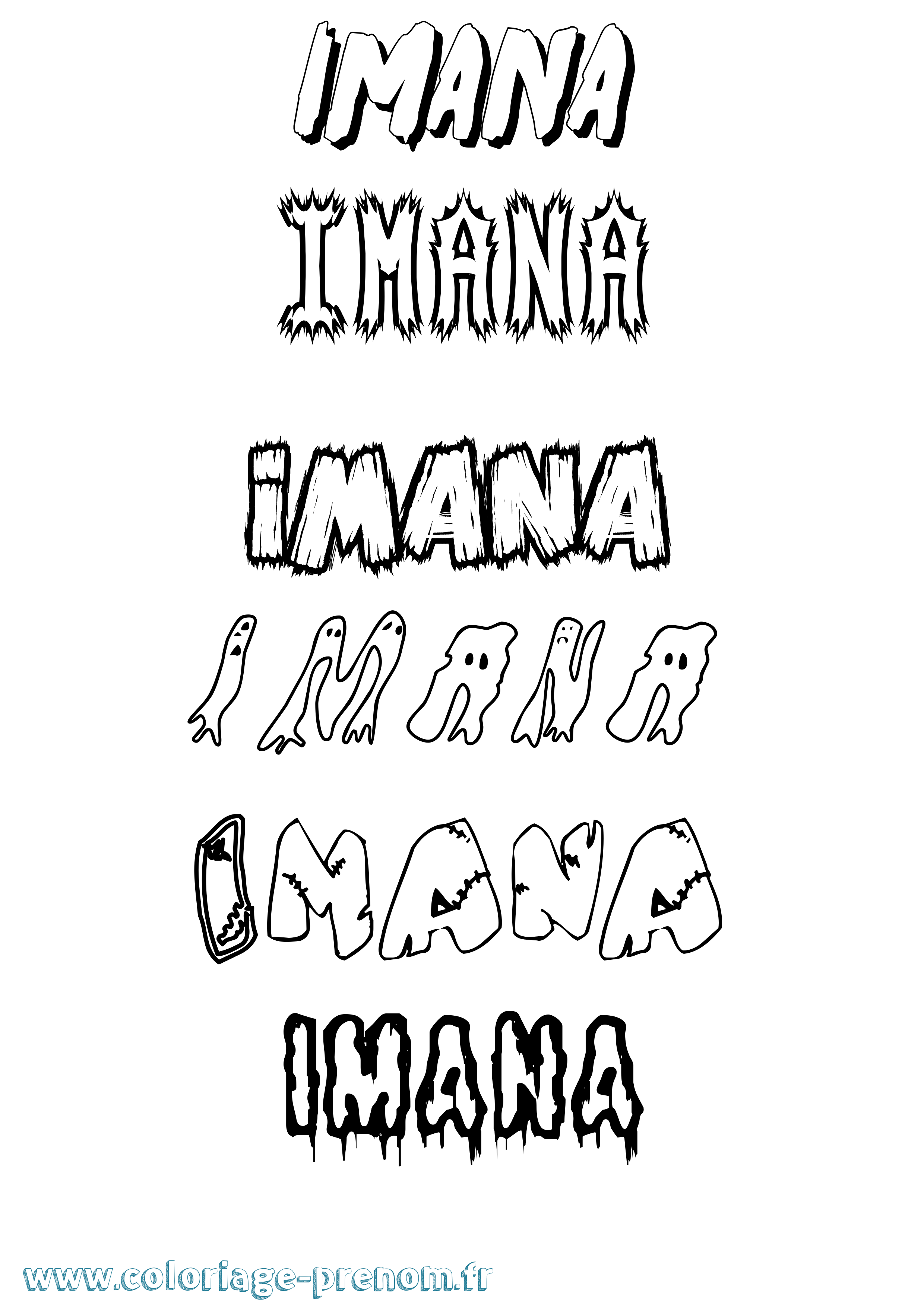 Coloriage Imana Frisson Coloriage prénom Imana Frisson