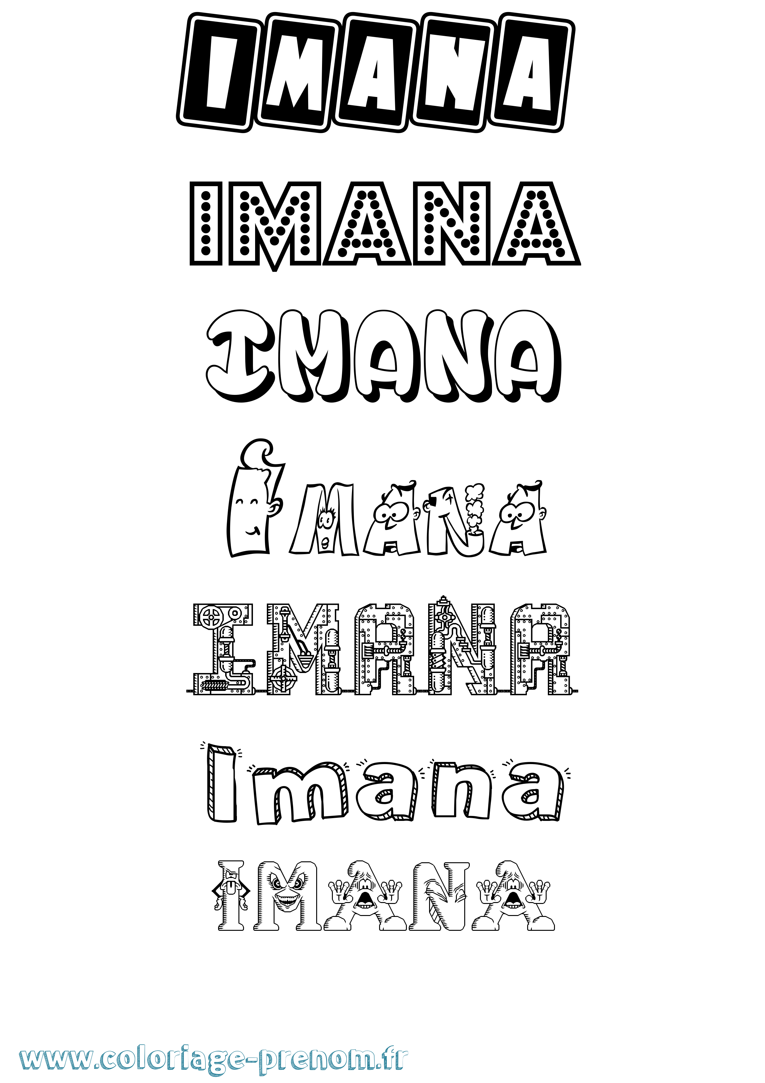 Coloriage Imana Fun Coloriage prénom Imana Fun