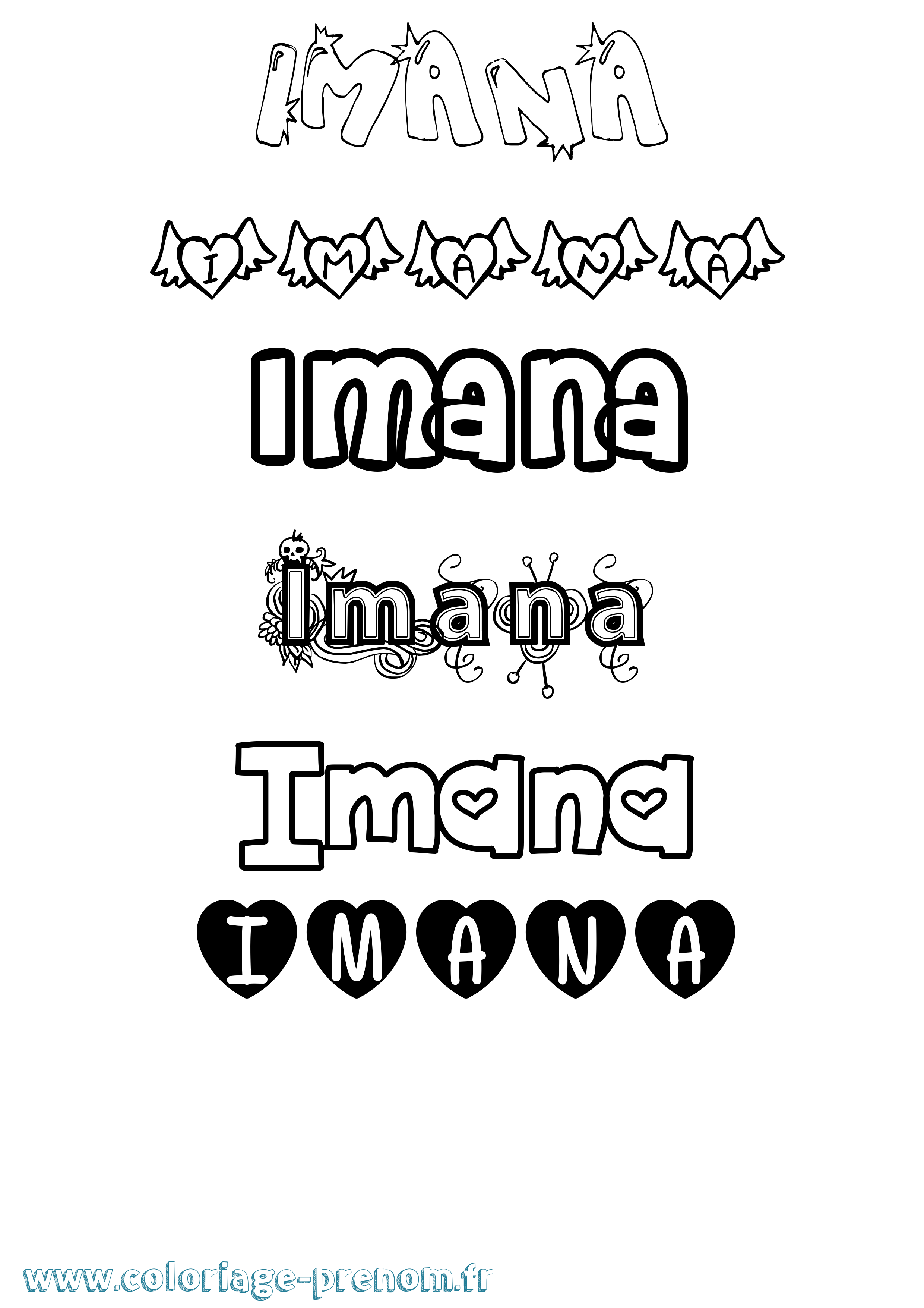 Coloriage Imana Girly Coloriage prénom Imana Girly