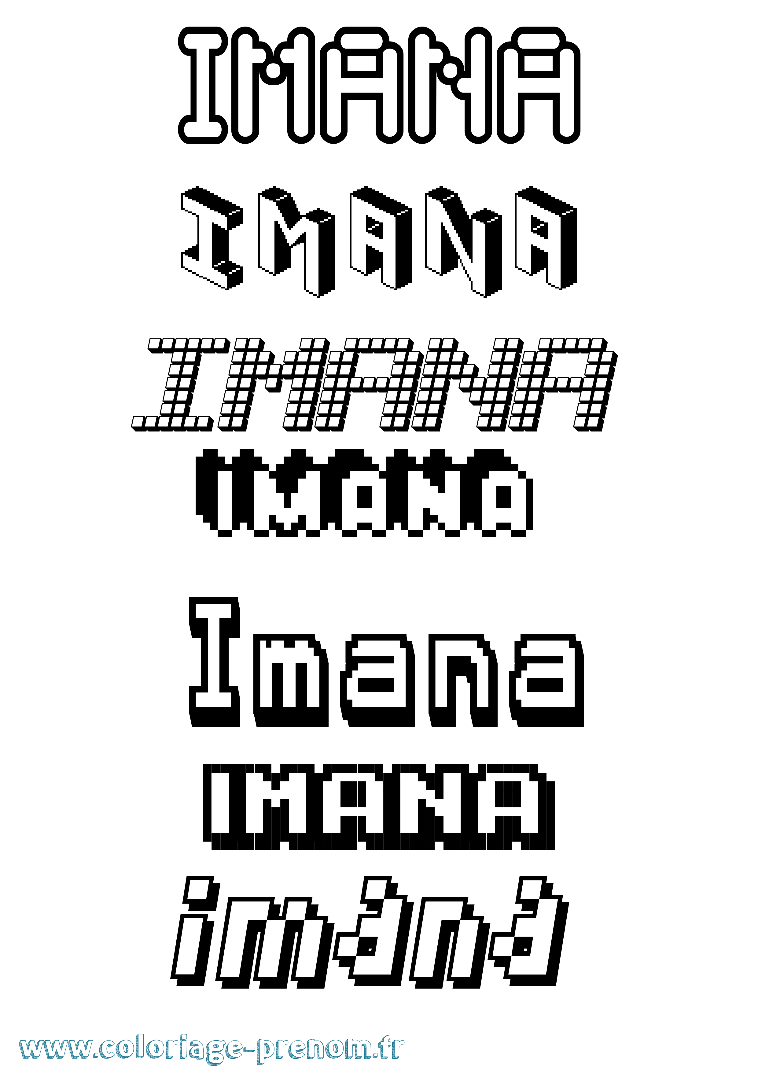 Coloriage Imana Pixel Coloriage prénom Imana Pixel