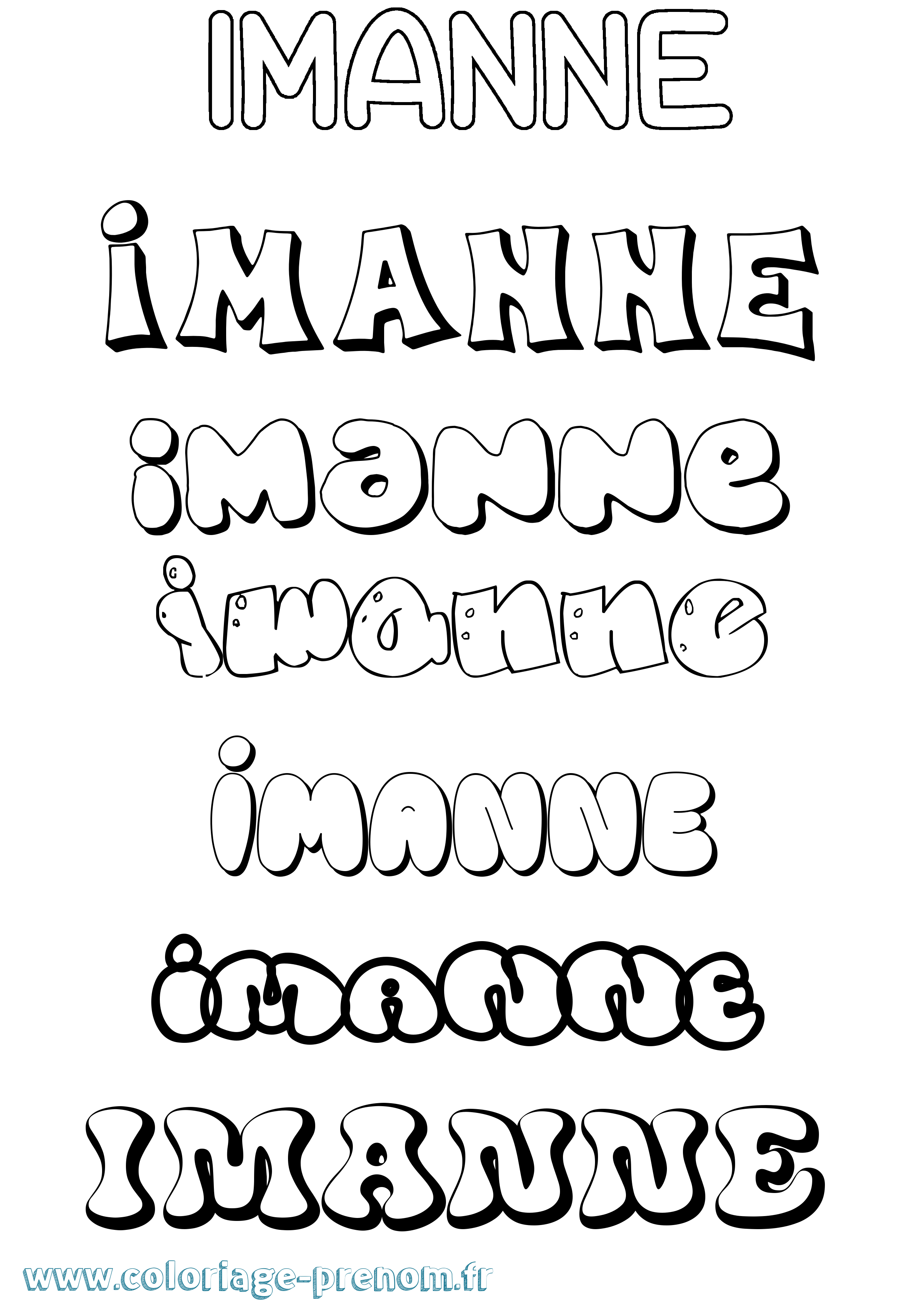 Coloriage Imanne Bubble Coloriage prénom Imanne Bubble