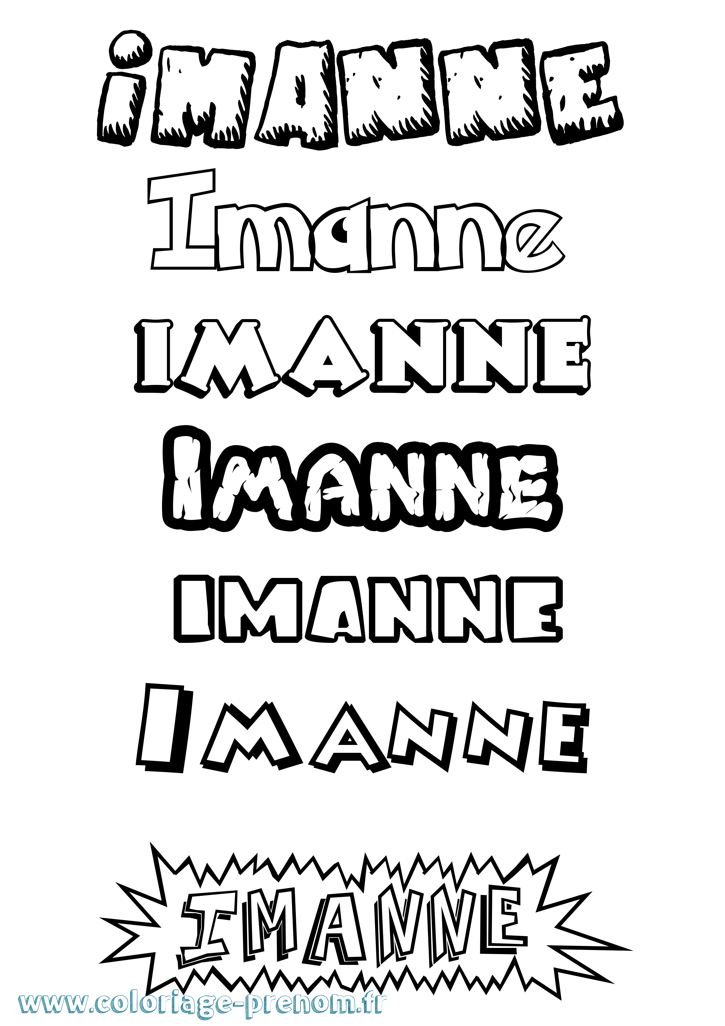 Coloriage Imanne Dessin Animé Coloriage prénom Imanne Dessin Animé