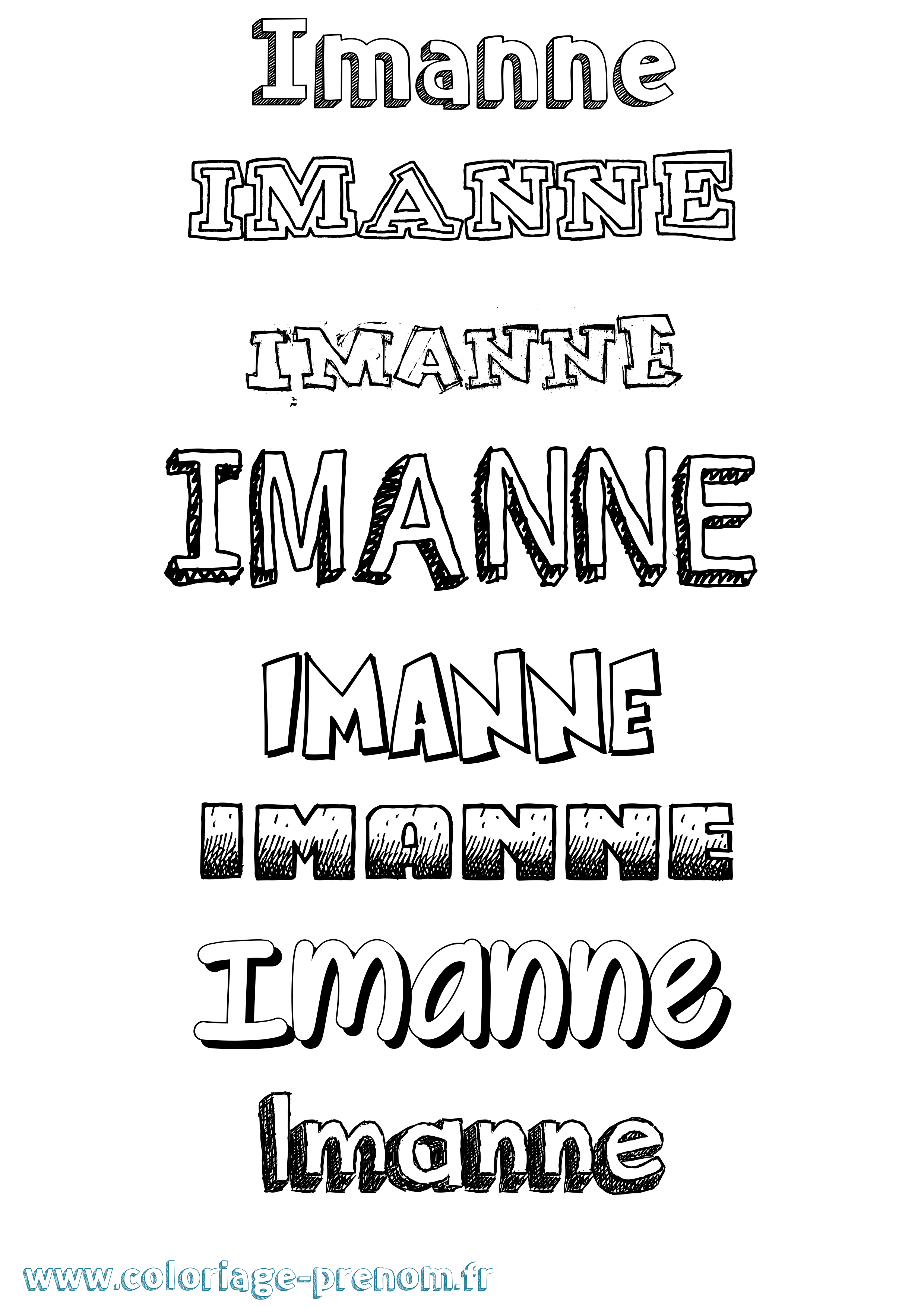 Coloriage Imanne Dessiné Coloriage prénom Imanne Dessiné