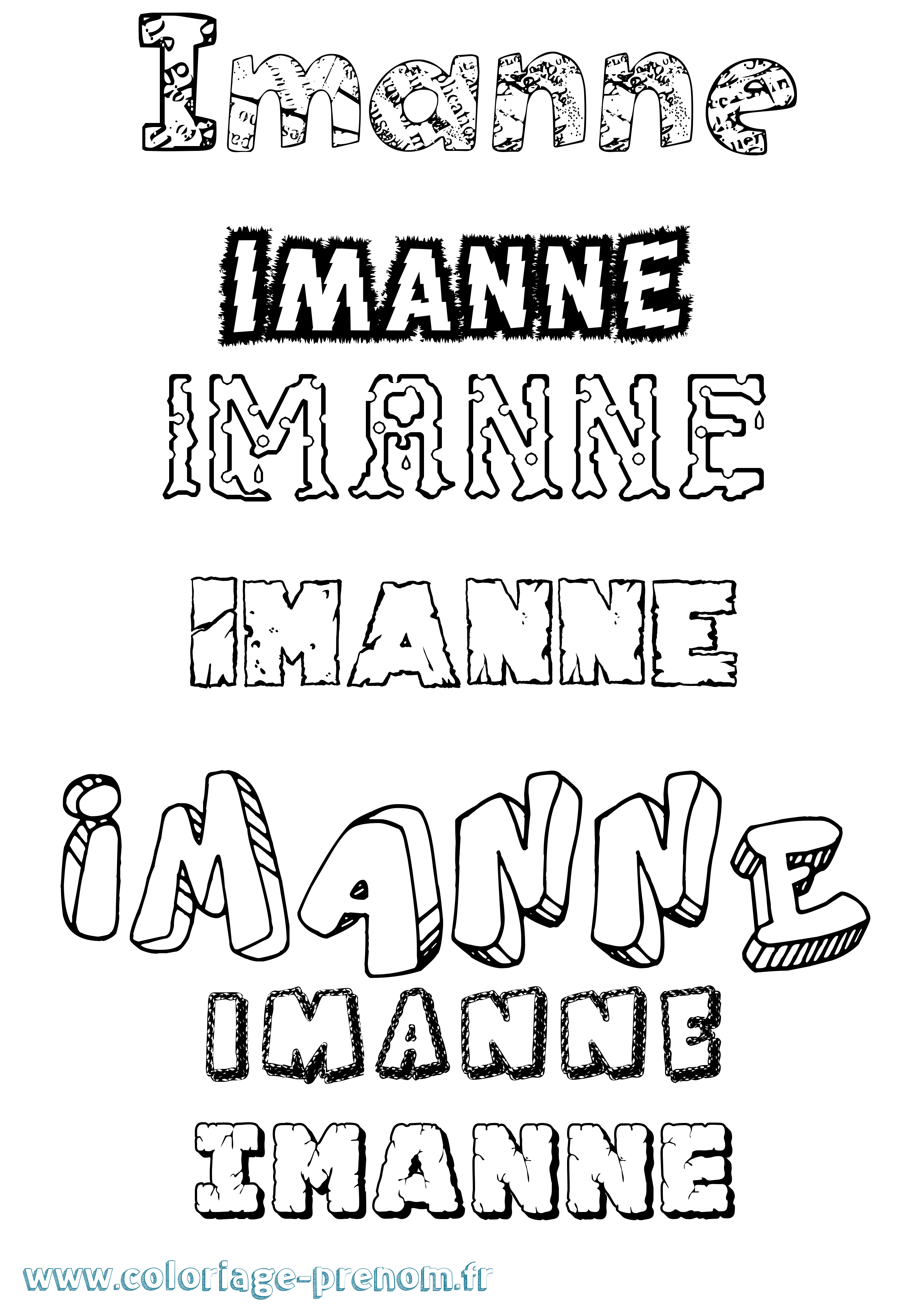 Coloriage Imanne Destructuré Coloriage prénom Imanne Destructuré