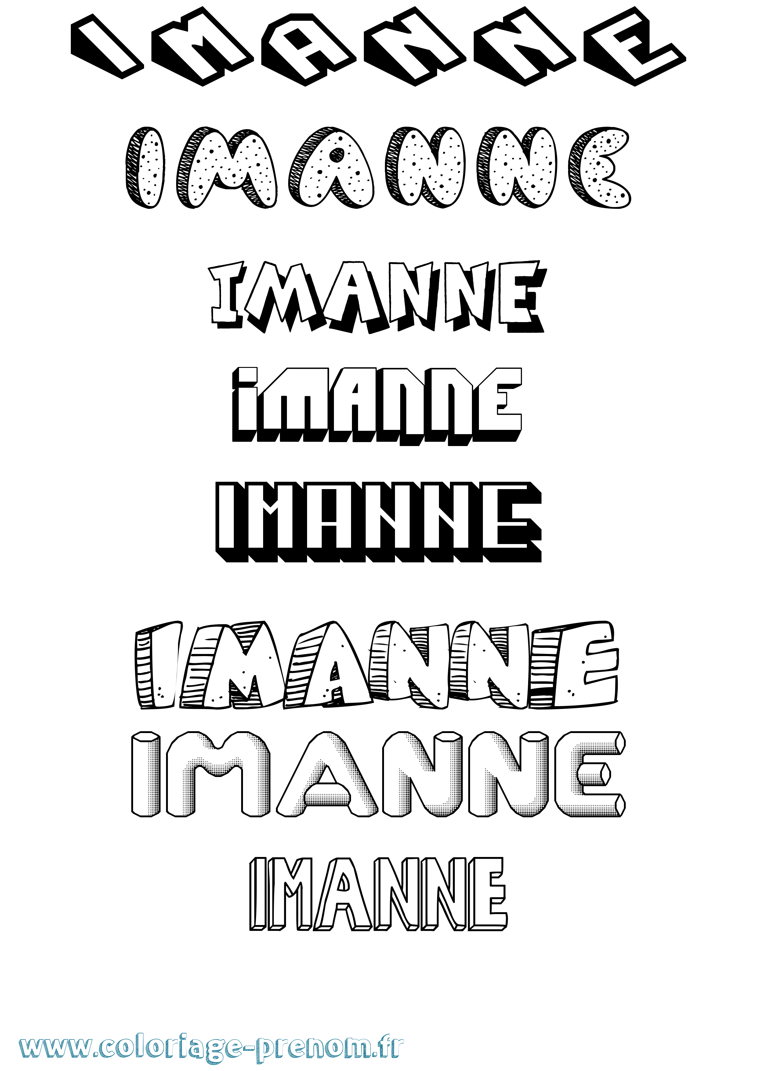 Coloriage Imanne Effet 3D Coloriage prénom Imanne Effet 3D
