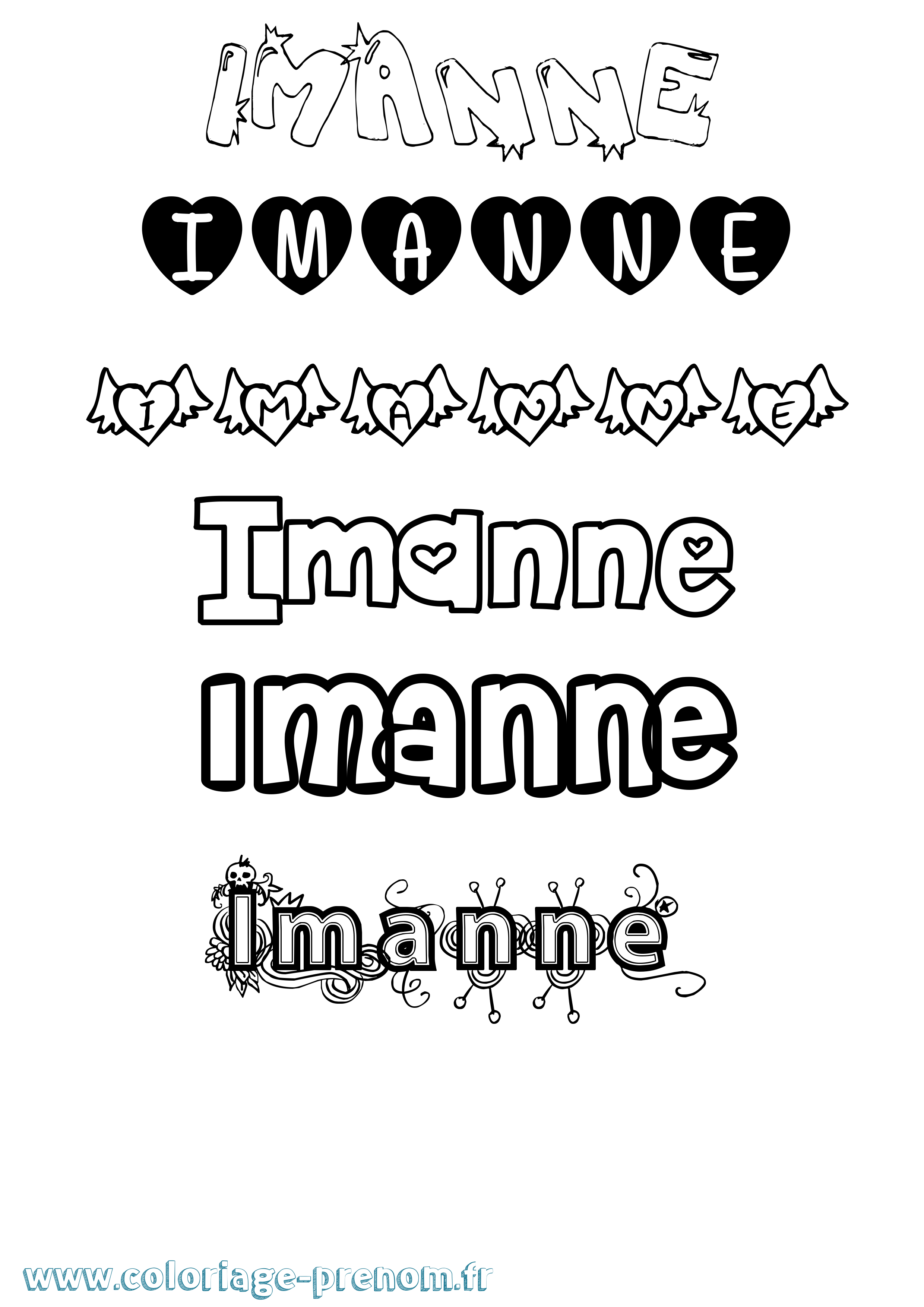 Coloriage Imanne Girly Coloriage prénom Imanne Girly