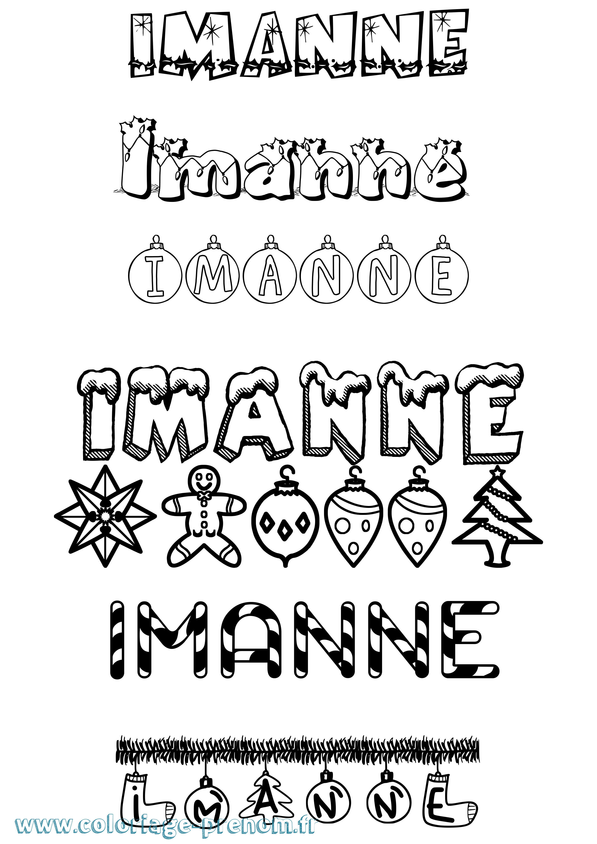 Coloriage Imanne Noël Coloriage prénom Imanne Noël