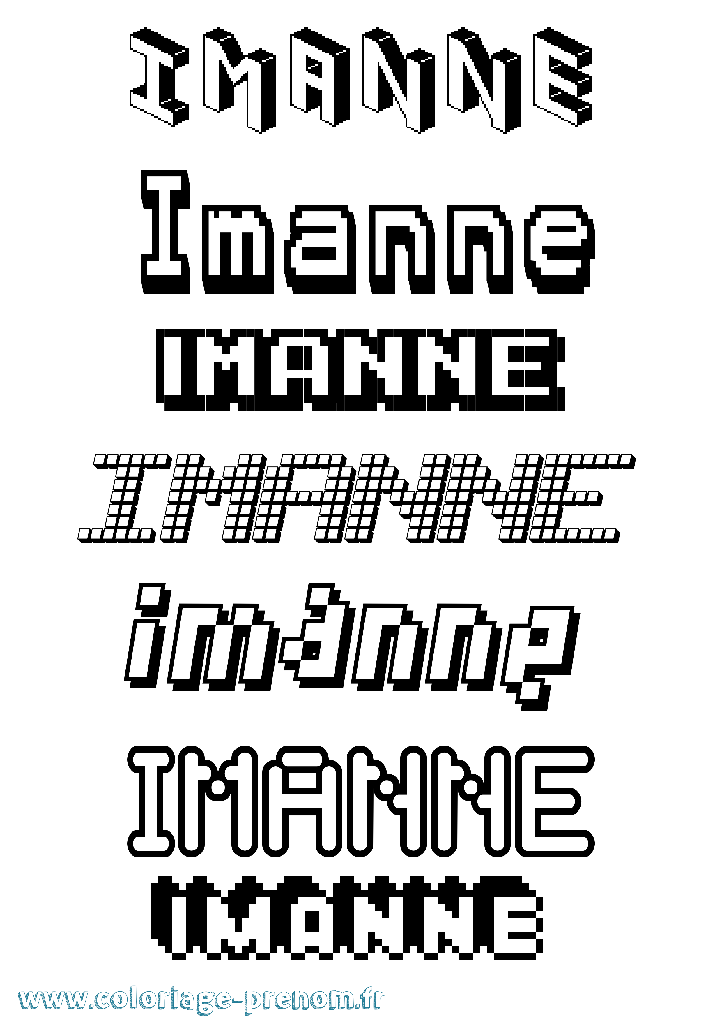 Coloriage Imanne Pixel Coloriage prénom Imanne Pixel