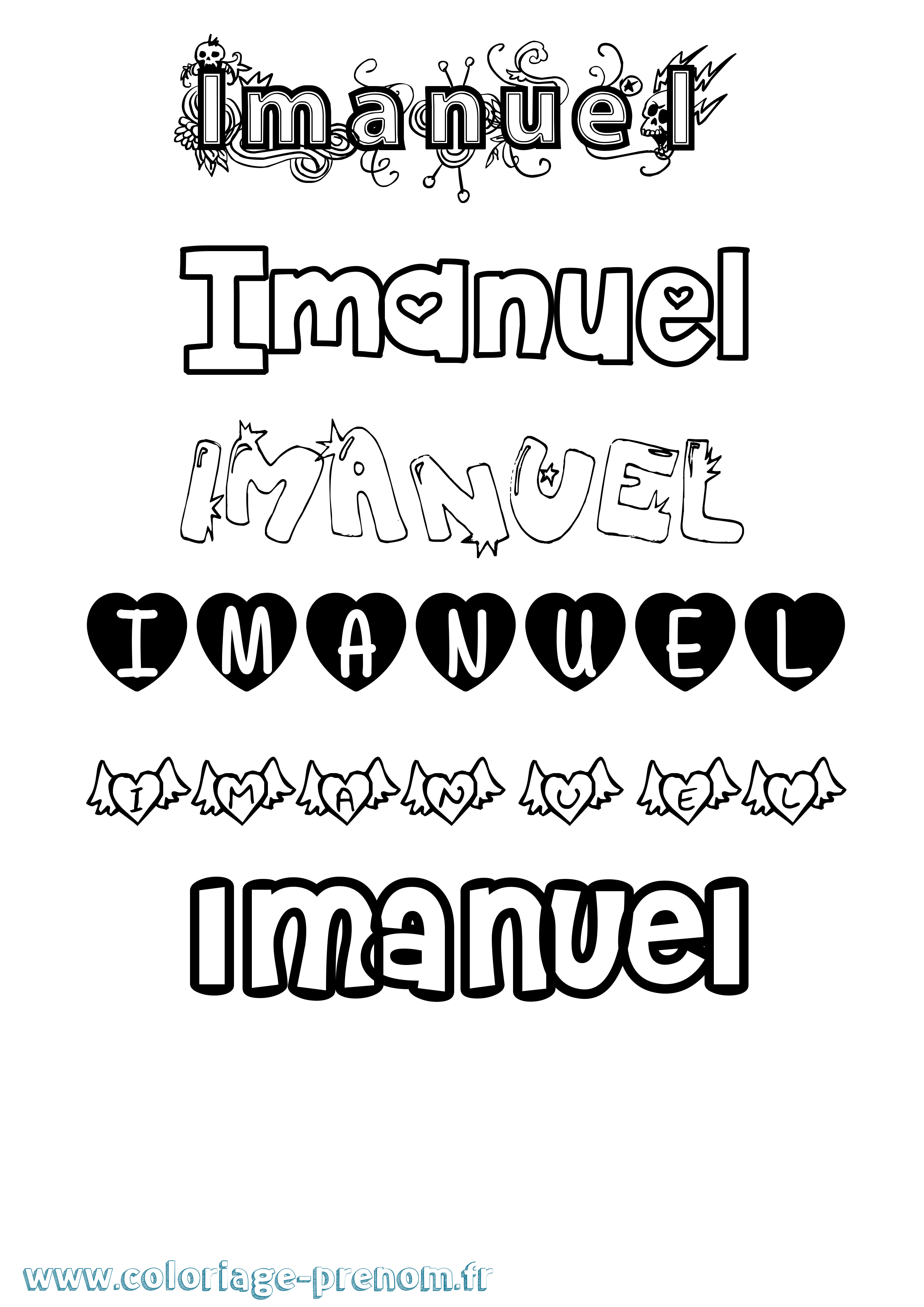 Coloriage Imanuel Girly Coloriage prénom Imanuel Girly