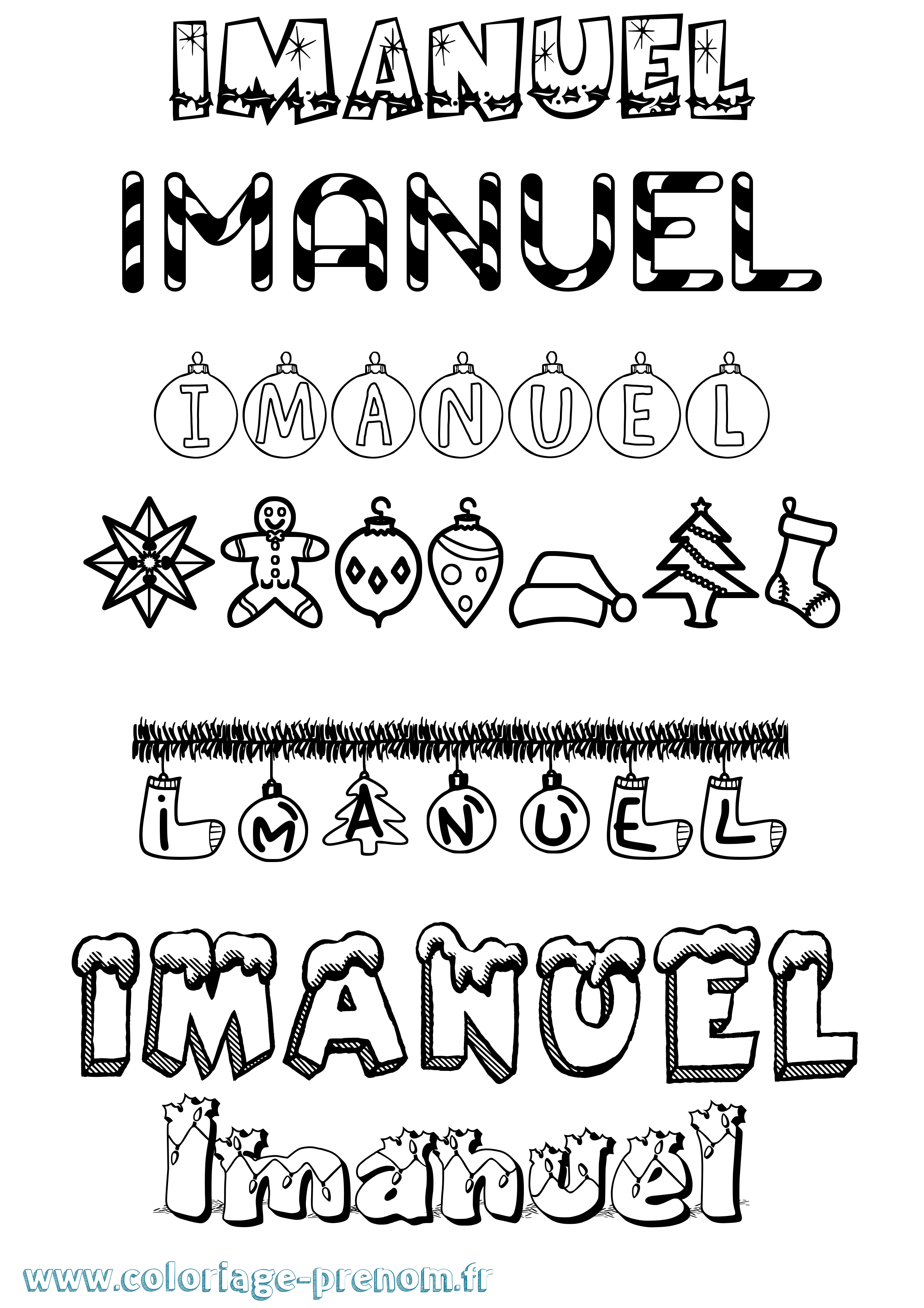 Coloriage Imanuel Noël Coloriage prénom Imanuel Noël
