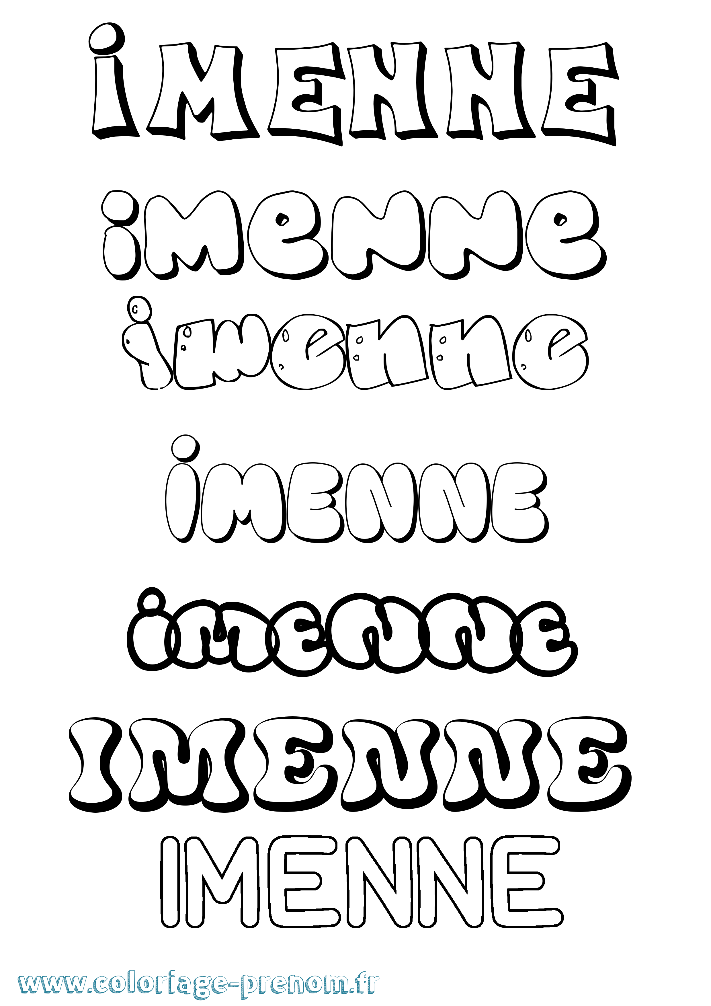 Coloriage Imenne Bubble Coloriage prénom Imenne Bubble