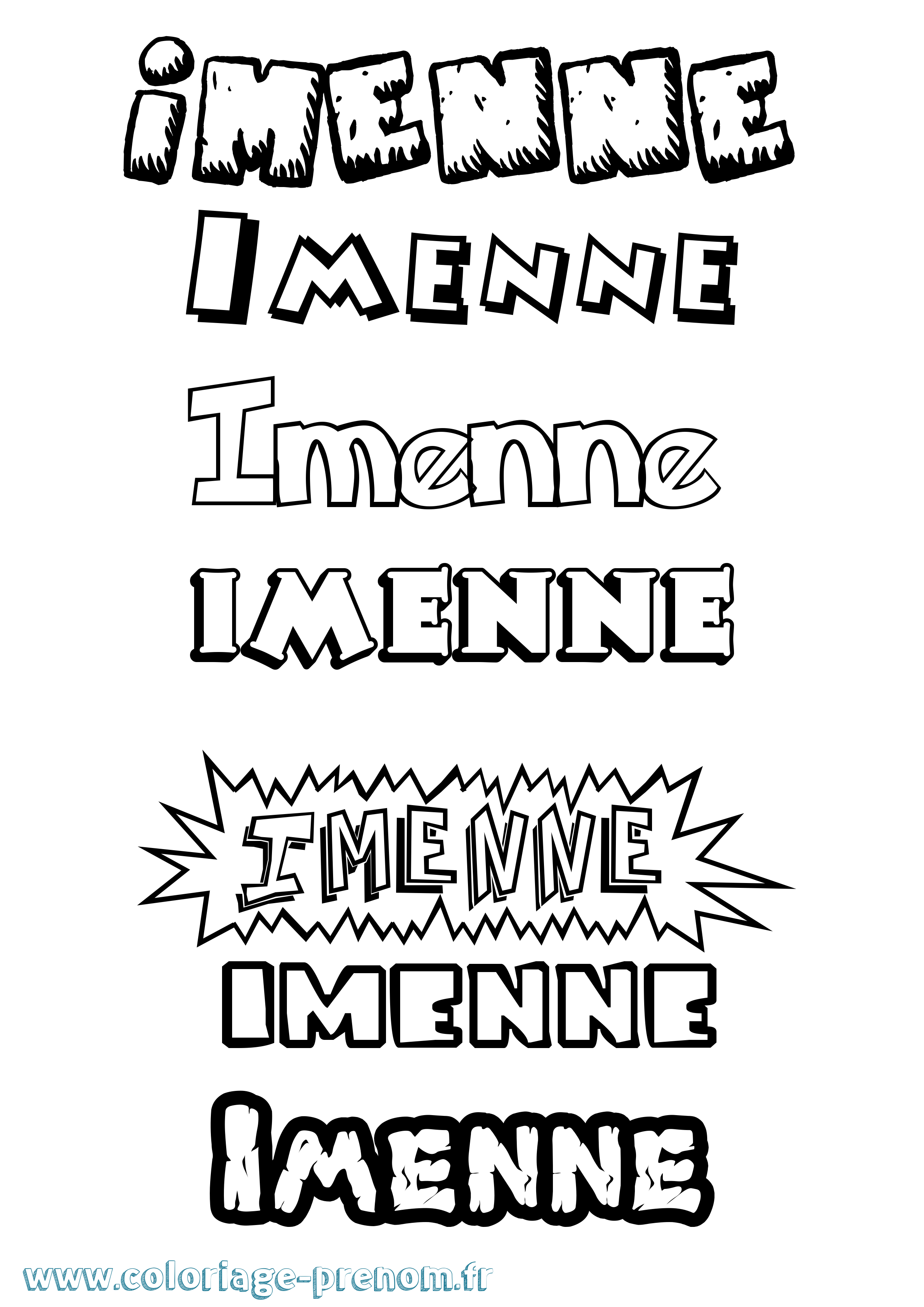 Coloriage Imenne Dessin Animé Coloriage prénom Imenne Dessin Animé