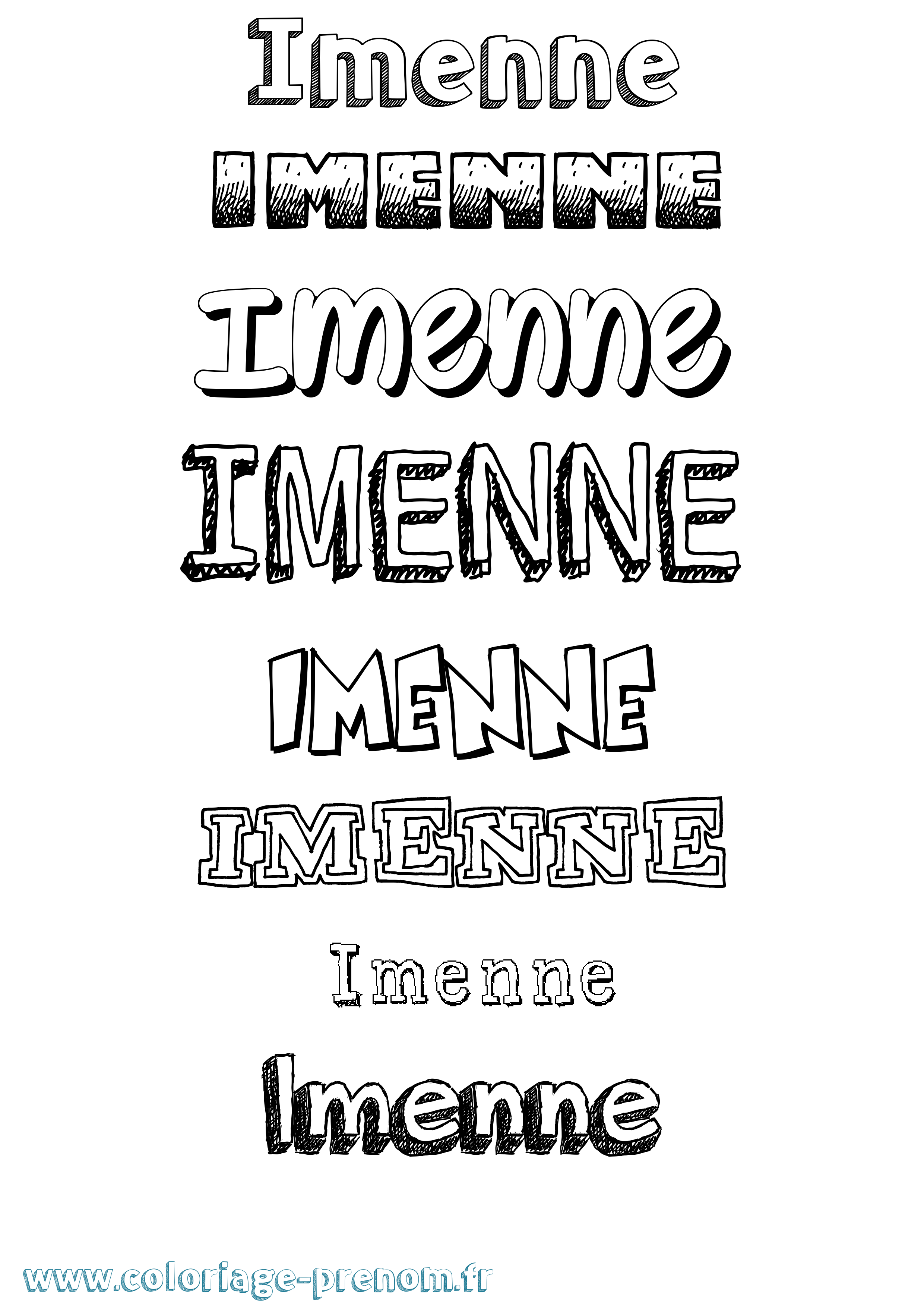Coloriage Imenne Dessiné Coloriage prénom Imenne Dessiné