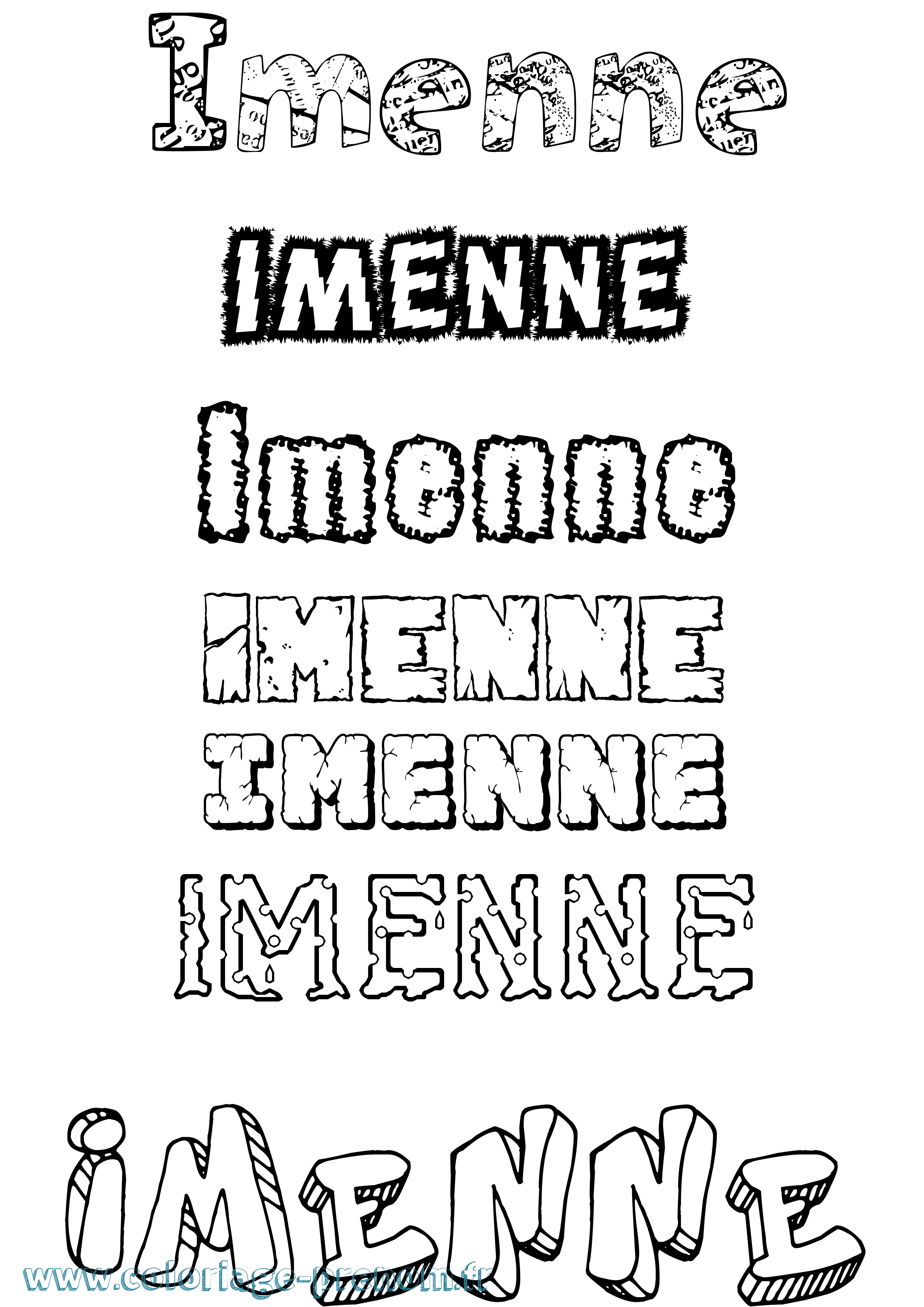 Coloriage Imenne Destructuré Coloriage prénom Imenne Destructuré