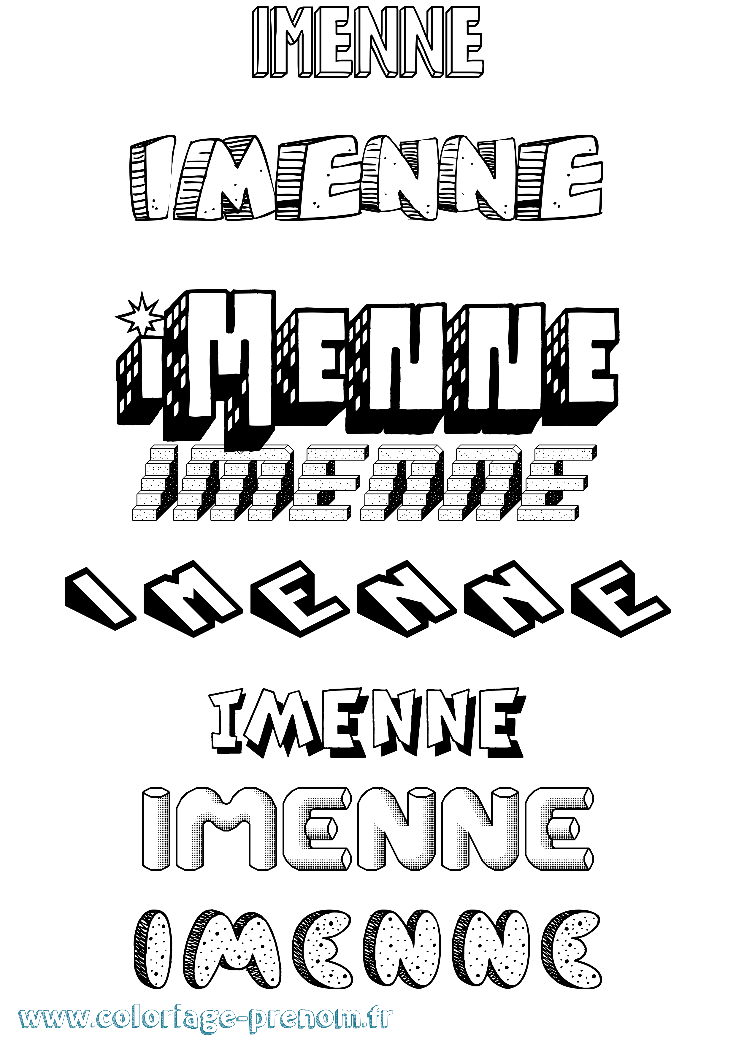 Coloriage Imenne Effet 3D Coloriage prénom Imenne Effet 3D