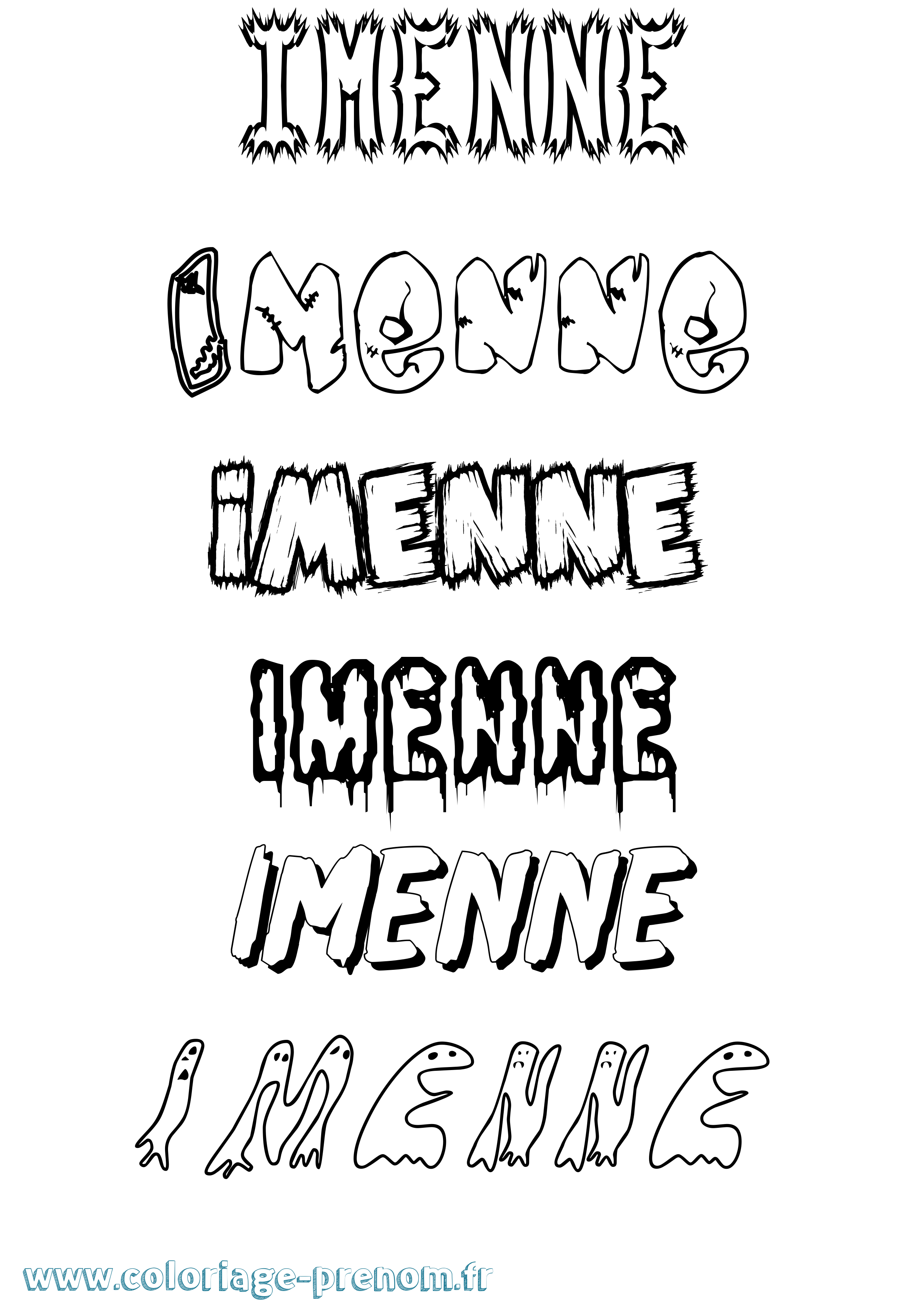 Coloriage Imenne Frisson Coloriage prénom Imenne Frisson
