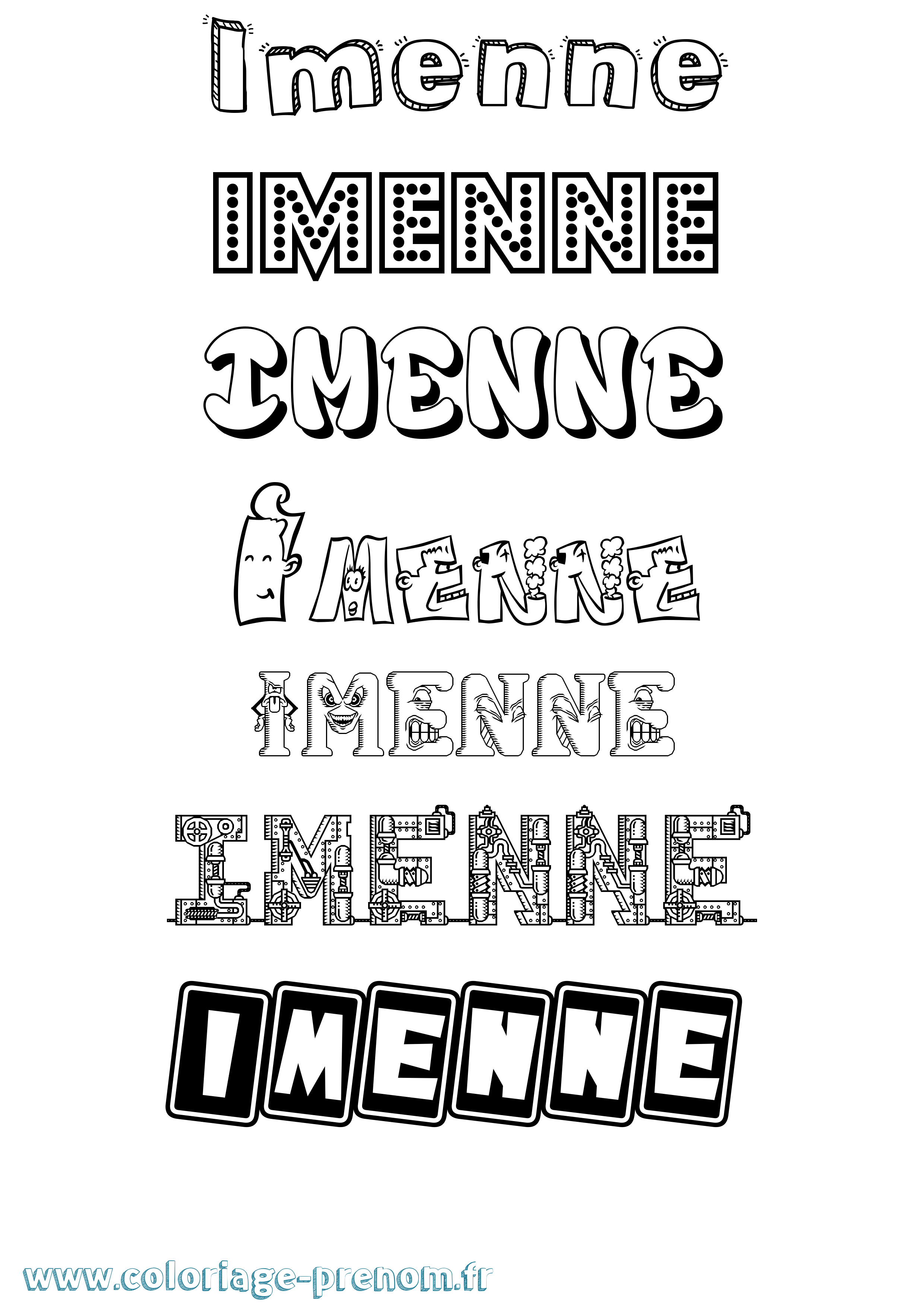 Coloriage Imenne Fun Coloriage prénom Imenne Fun