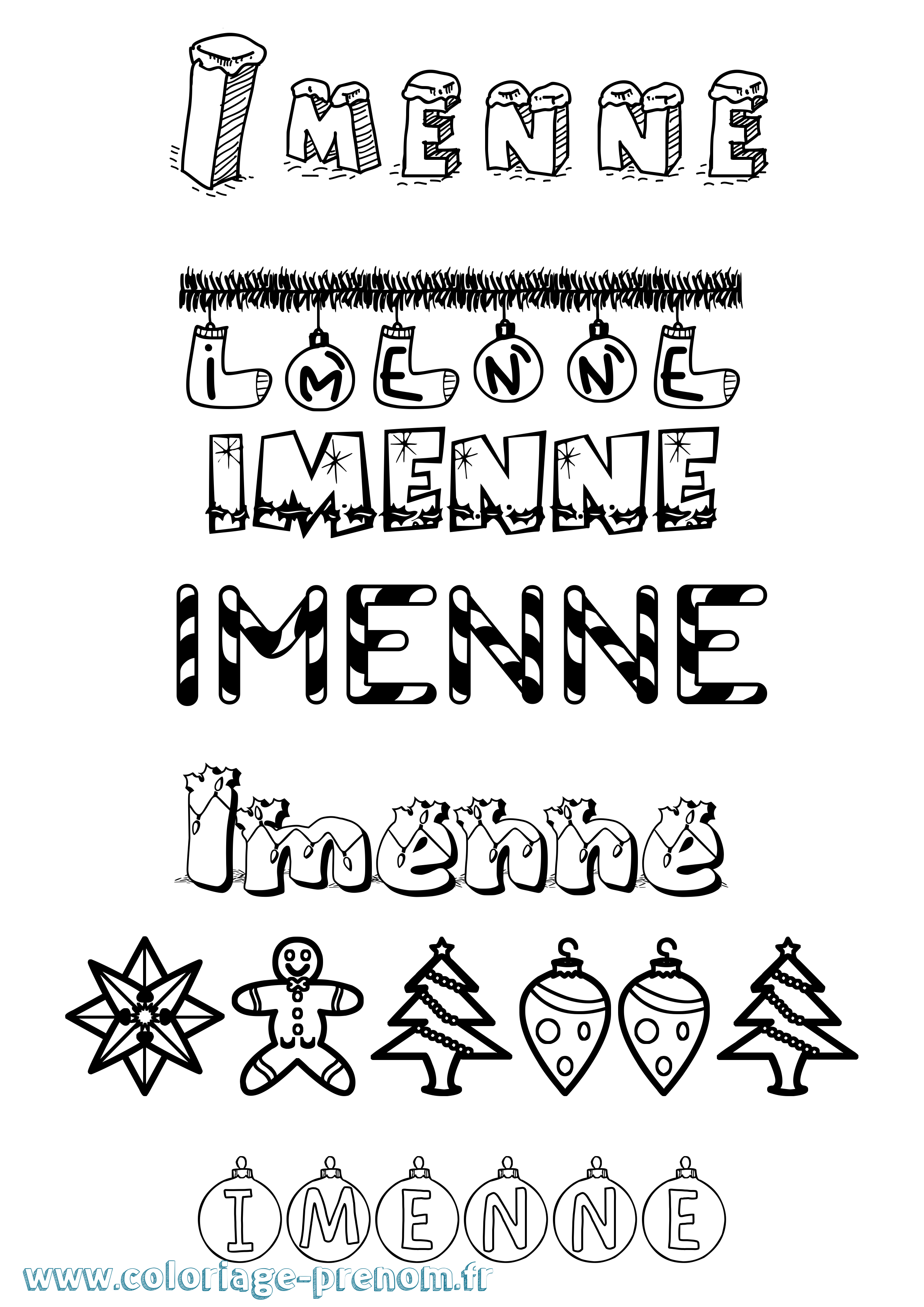 Coloriage Imenne Noël Coloriage prénom Imenne Noël